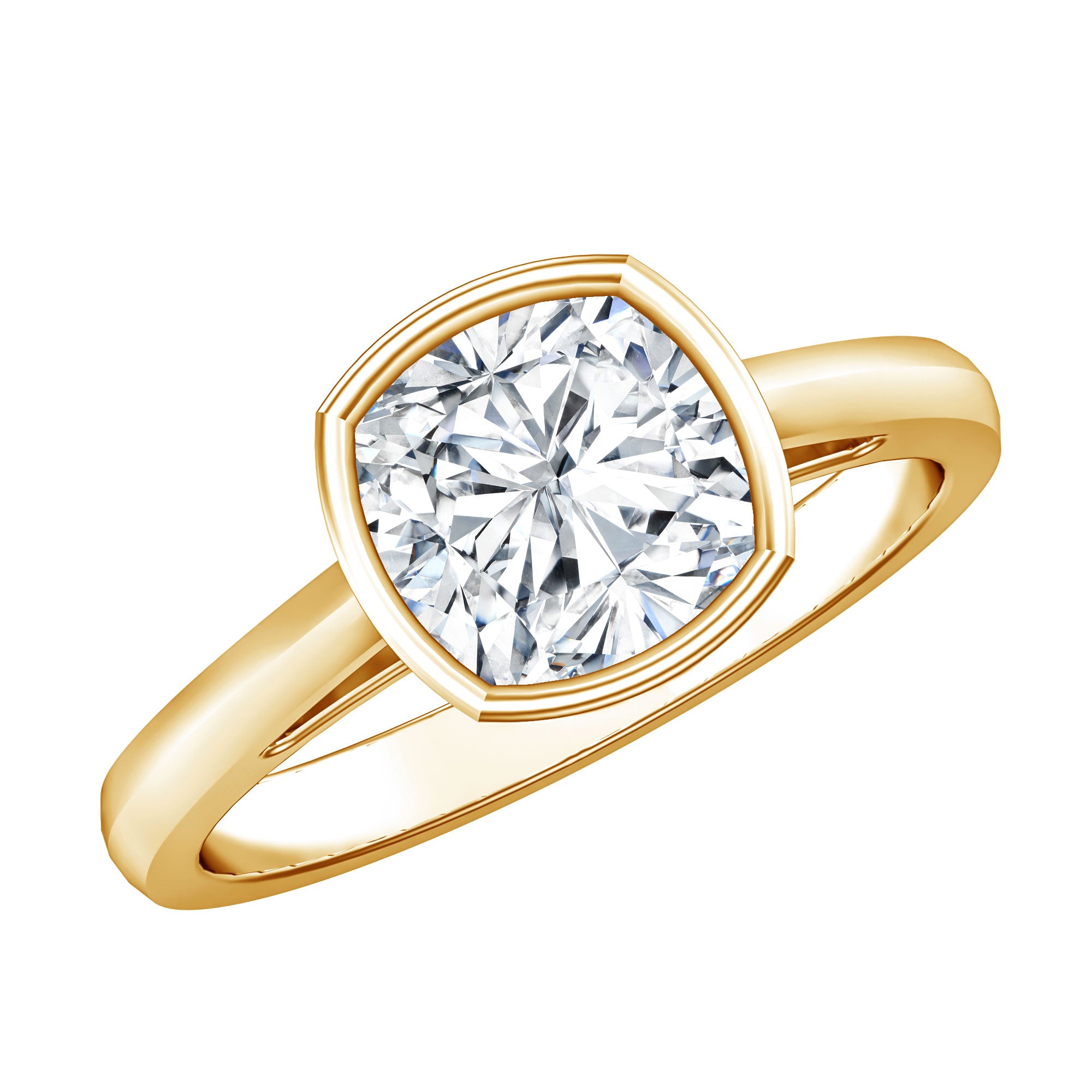Bezel Set 2 Carat Lab Grown Diamond Cushion Engagement Ring IGI Certified Lab - ( E-VS1 ) - Rosec Jewels