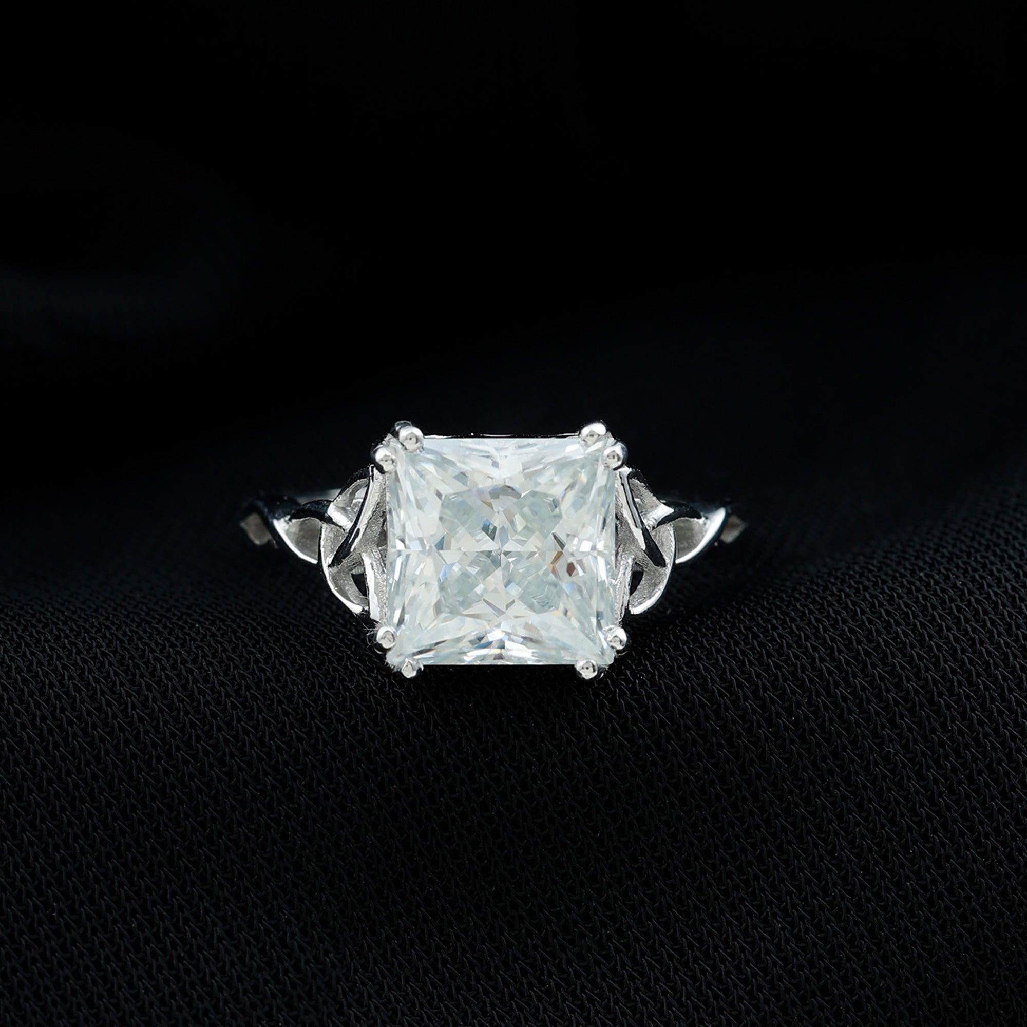 IGI Certified 3 Carat Lab Grown Diamond Princess Cut Engagement Ring with Celtic Knot Lab - ( E-VS1 ) - Rosec Jewels