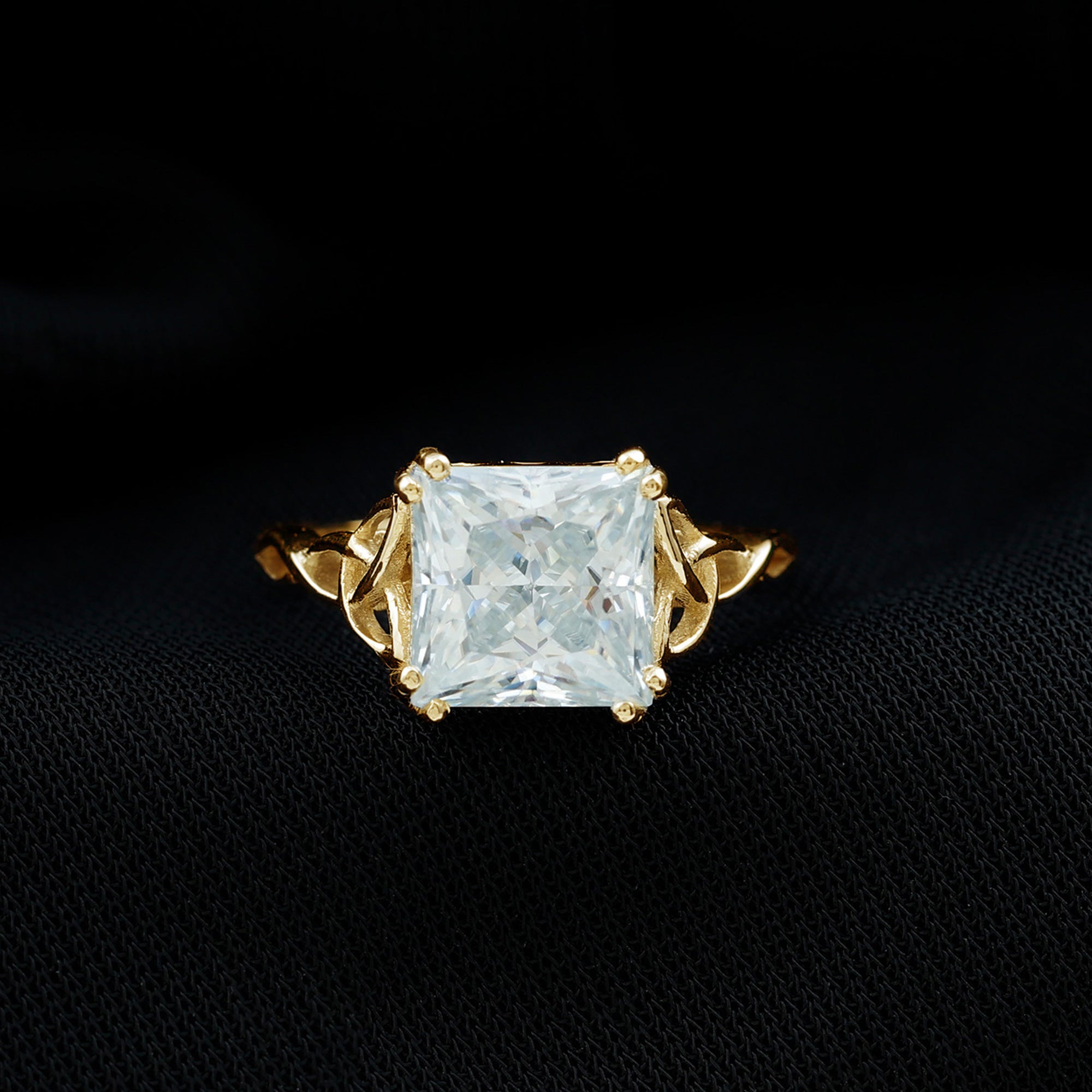 IGI Certified 3 Carat Lab Grown Diamond Princess Cut Engagement Ring with Celtic Knot Lab - ( E-VS1 ) - Rosec Jewels