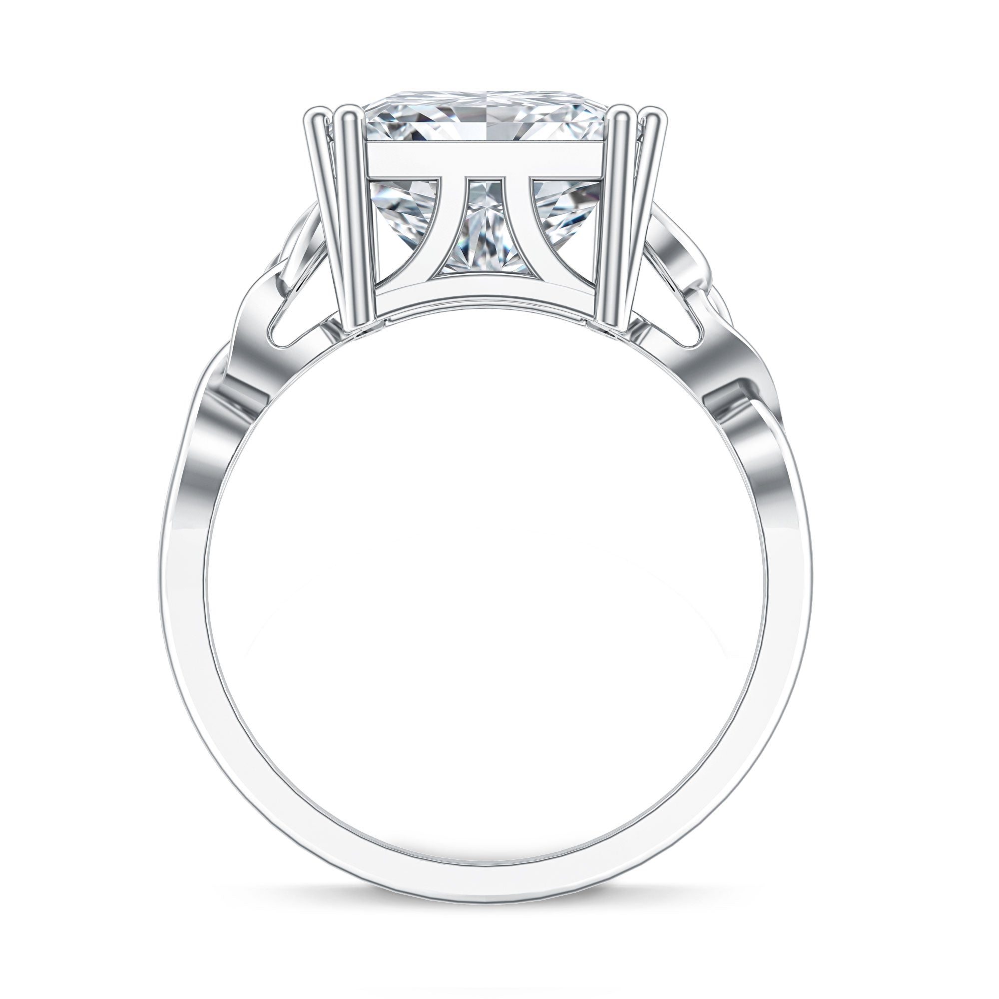 5 Carat Princess Cut Lab Grown Diamond Celtic Engagement Ring with IGI Certificate Lab - ( E-VS1 ) - Rosec Jewels