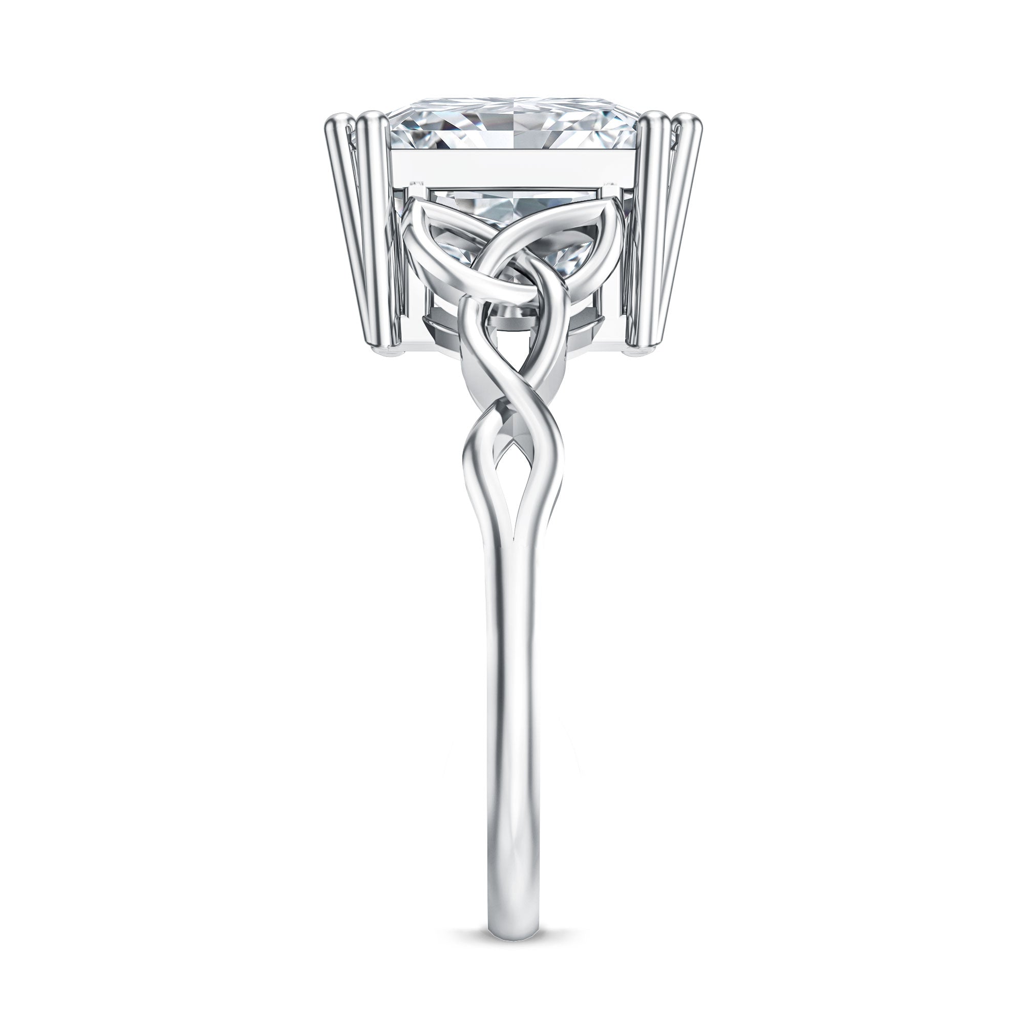 5 Carat Princess Cut Lab Grown Diamond Celtic Engagement Ring with IGI Certificate Lab - ( E-VS1 ) - Rosec Jewels