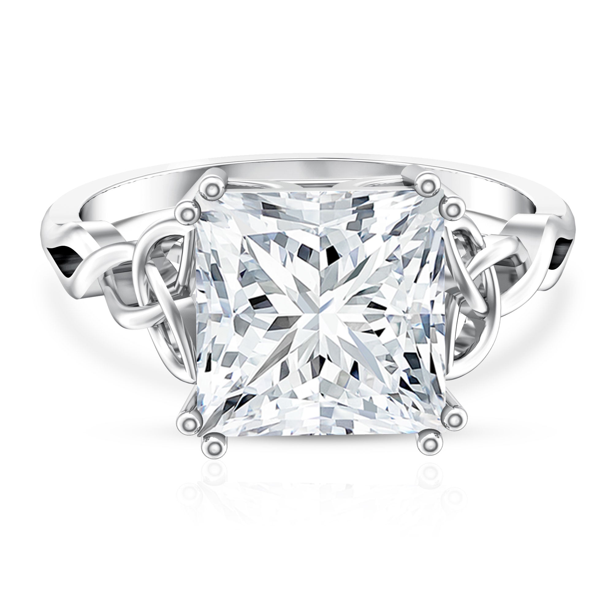 5 Carat Princess Cut Lab Grown Diamond Celtic Engagement Ring with IGI Certificate Lab - ( E-VS1 ) - Rosec Jewels