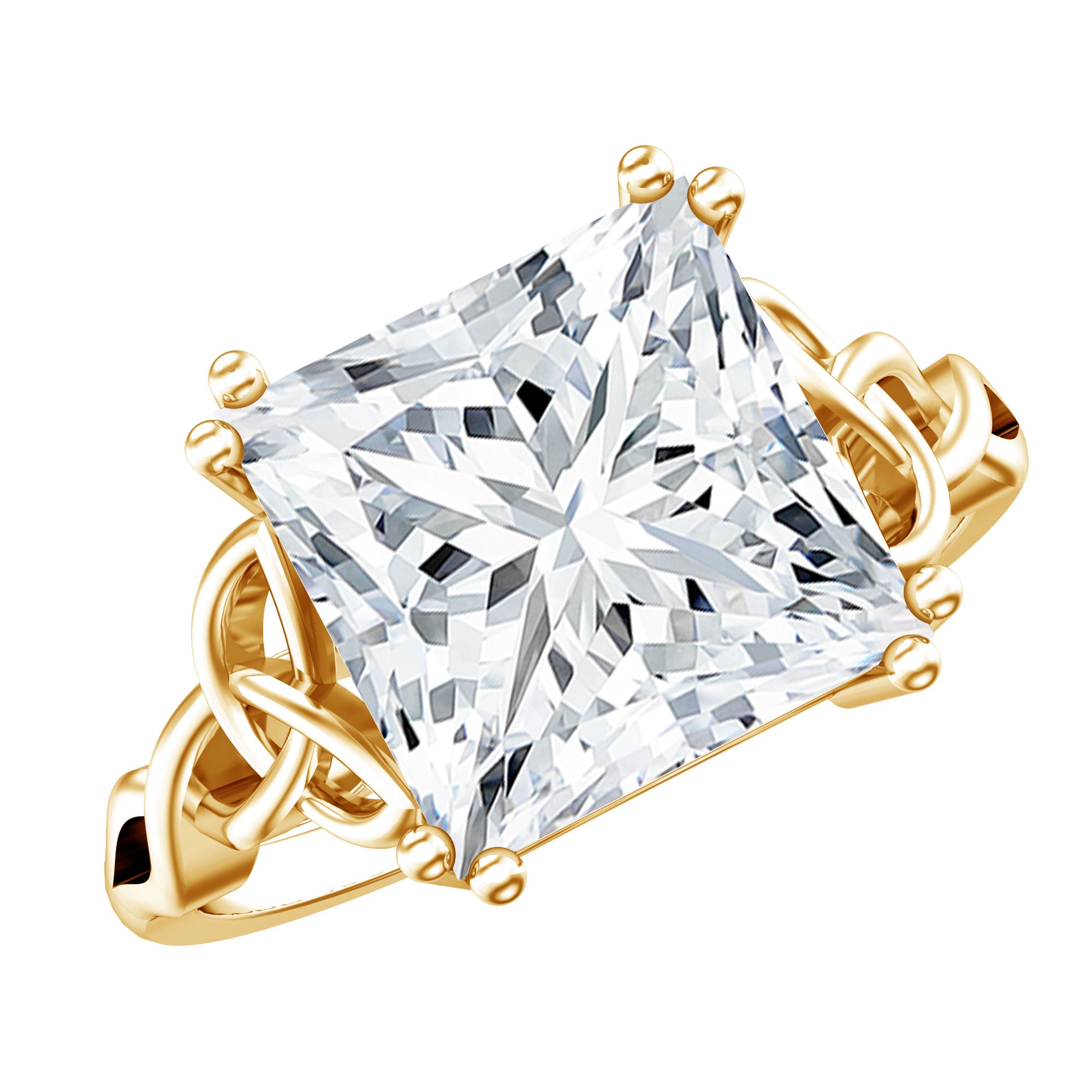 5 Carat Princess Cut Lab Grown Diamond Celtic Engagement Ring with IGI Certificate Lab - ( E-VS1 ) - Rosec Jewels