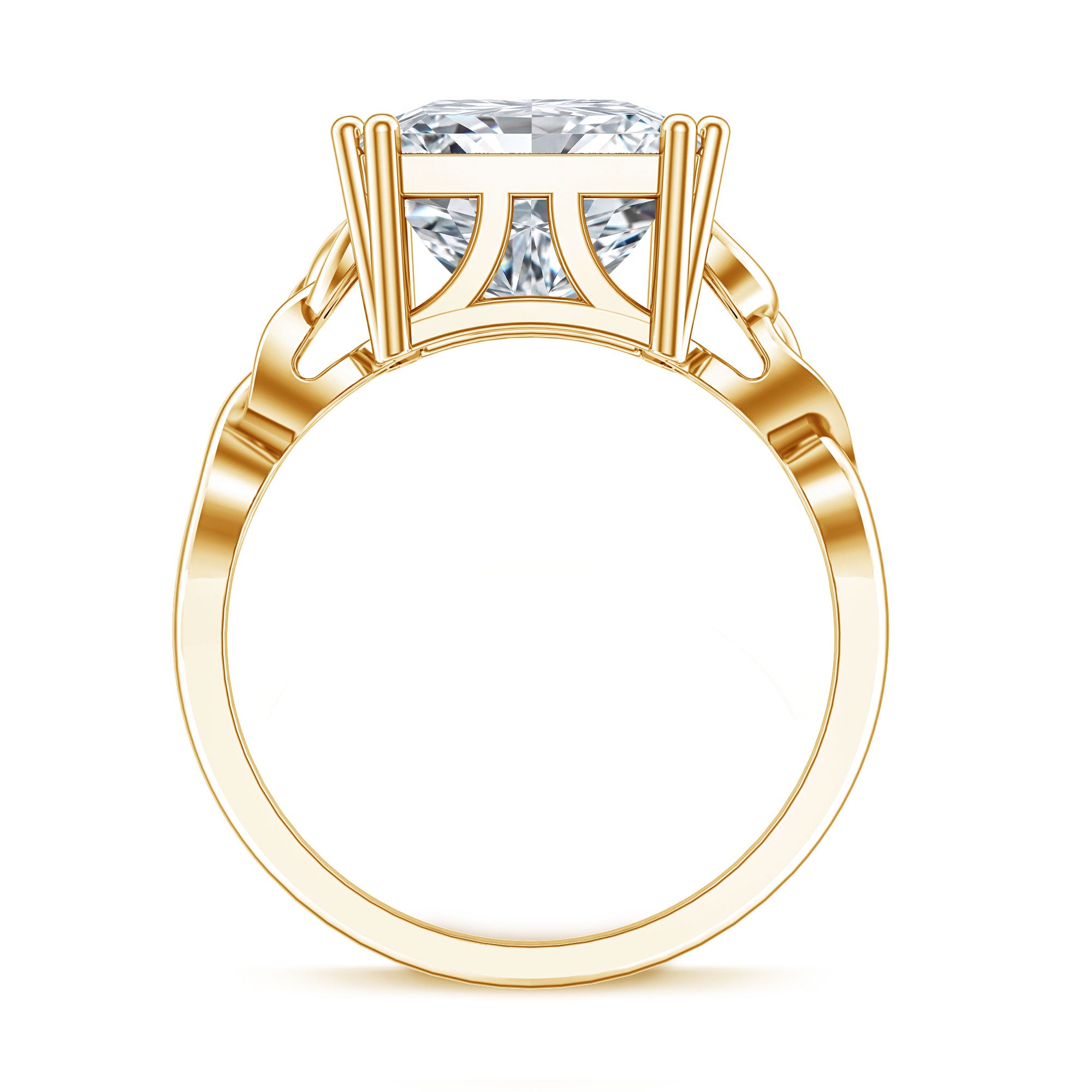 5 Carat Princess Cut Lab Grown Diamond Celtic Engagement Ring with IGI Certificate Lab - ( E-VS1 ) - Rosec Jewels