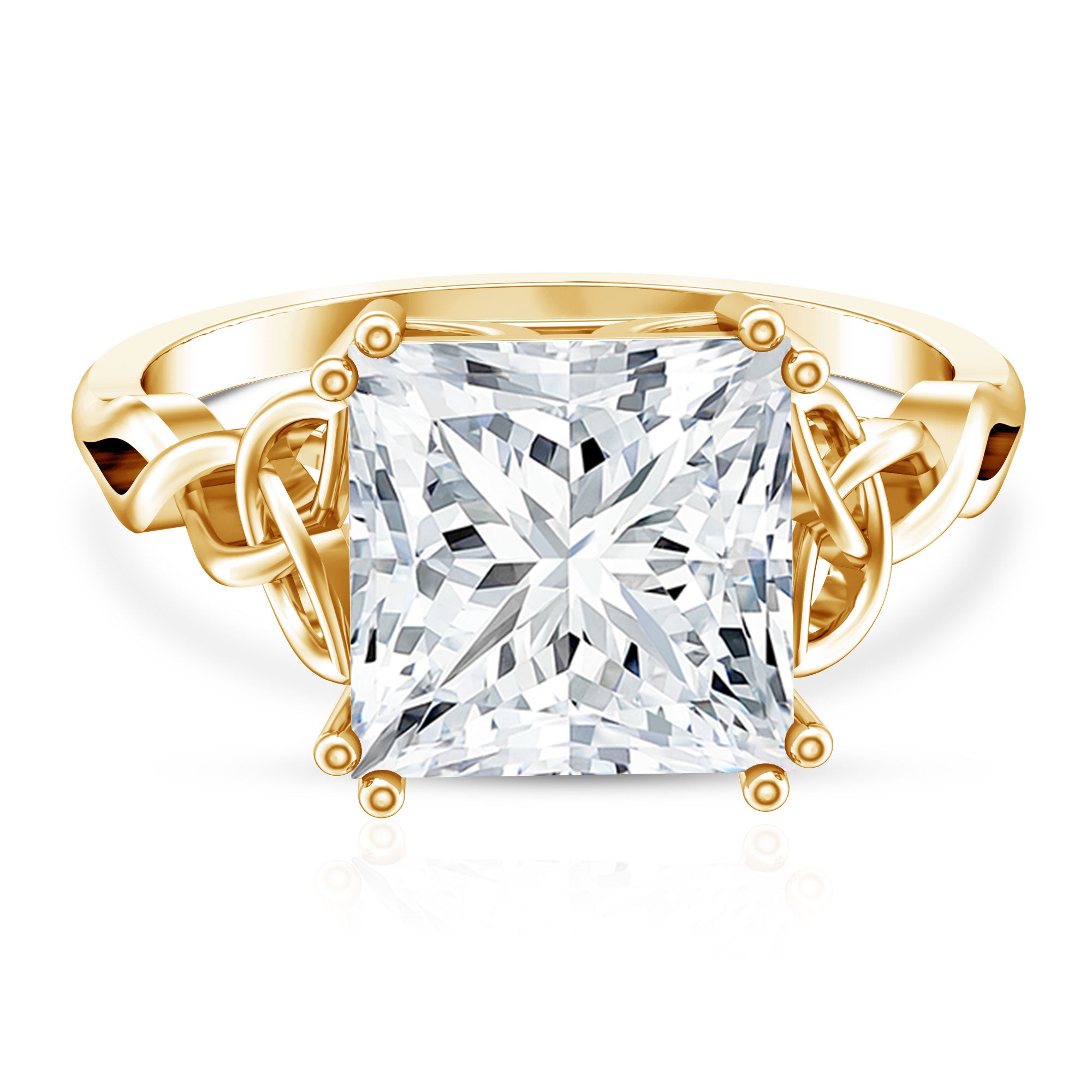 5 Carat Princess Cut Lab Grown Diamond Celtic Engagement Ring with IGI Certificate Lab - ( E-VS1 ) - Rosec Jewels