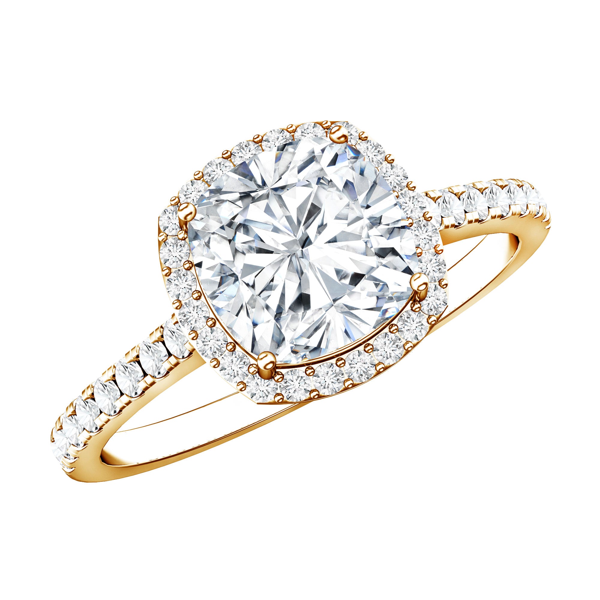IGI Certified 2 Carat Cushion Cut Lab Grown Diamond Halo Engagement Ring Lab - ( E-VS1 ) - Rosec Jewels