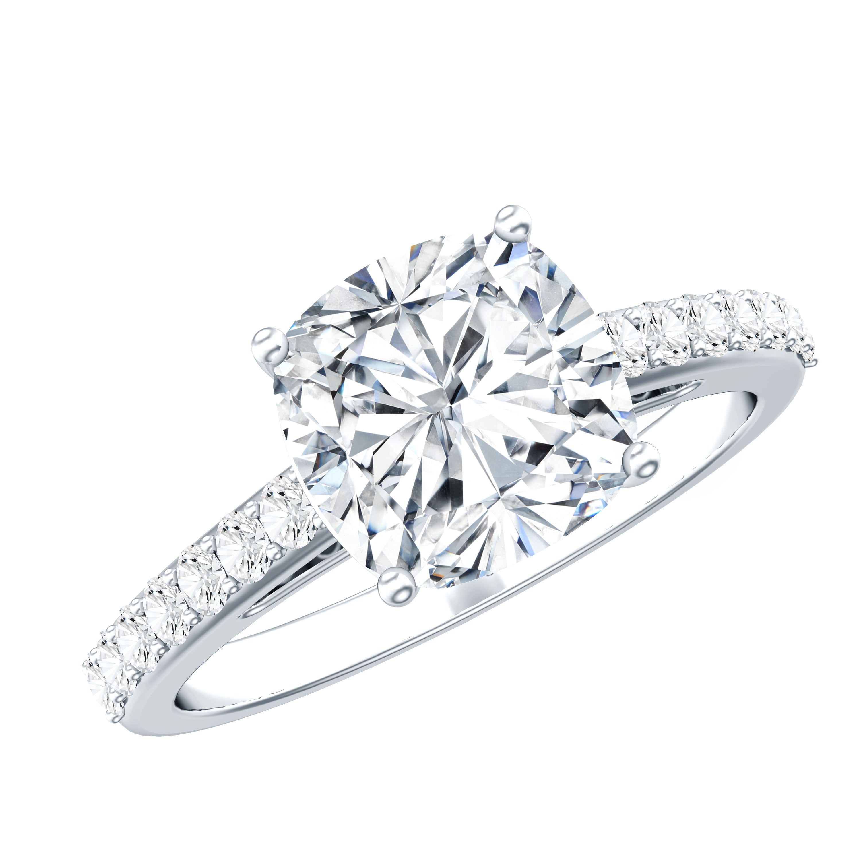Rosec Jewels-3 Carat Cushion Cut Lab Diamond Solitaire Engagement Ring IGI Certified
