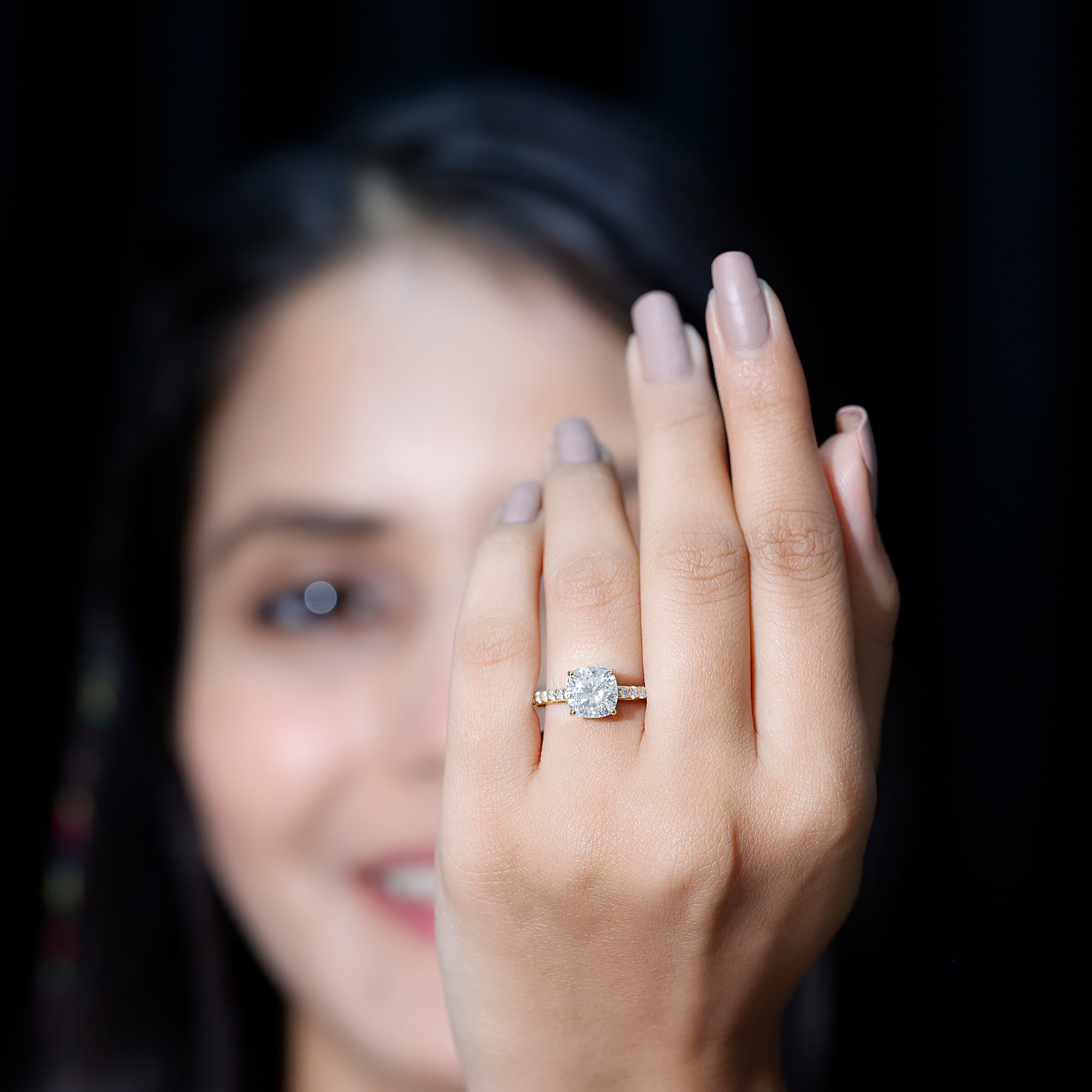3 Carat Cushion Cut Lab Diamond Solitaire Engagement Ring IGI Certified Lab - ( E-VS1 ) - Rosec Jewels