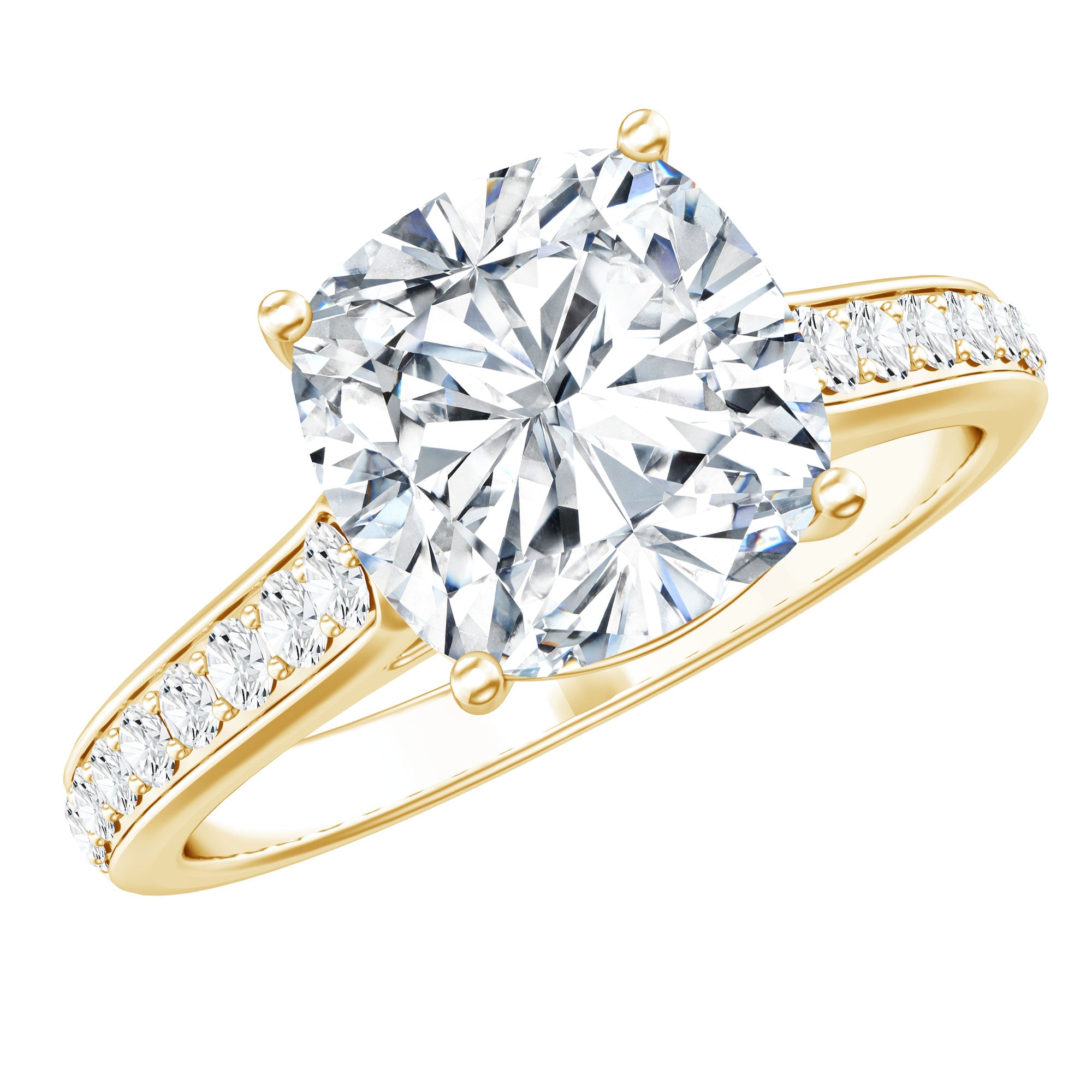 IGI Certified Cushion Cut 3 Carat Lab Grown Diamond Cathedral Engagement Ring Lab - ( E-VS1 ) - Rosec Jewels