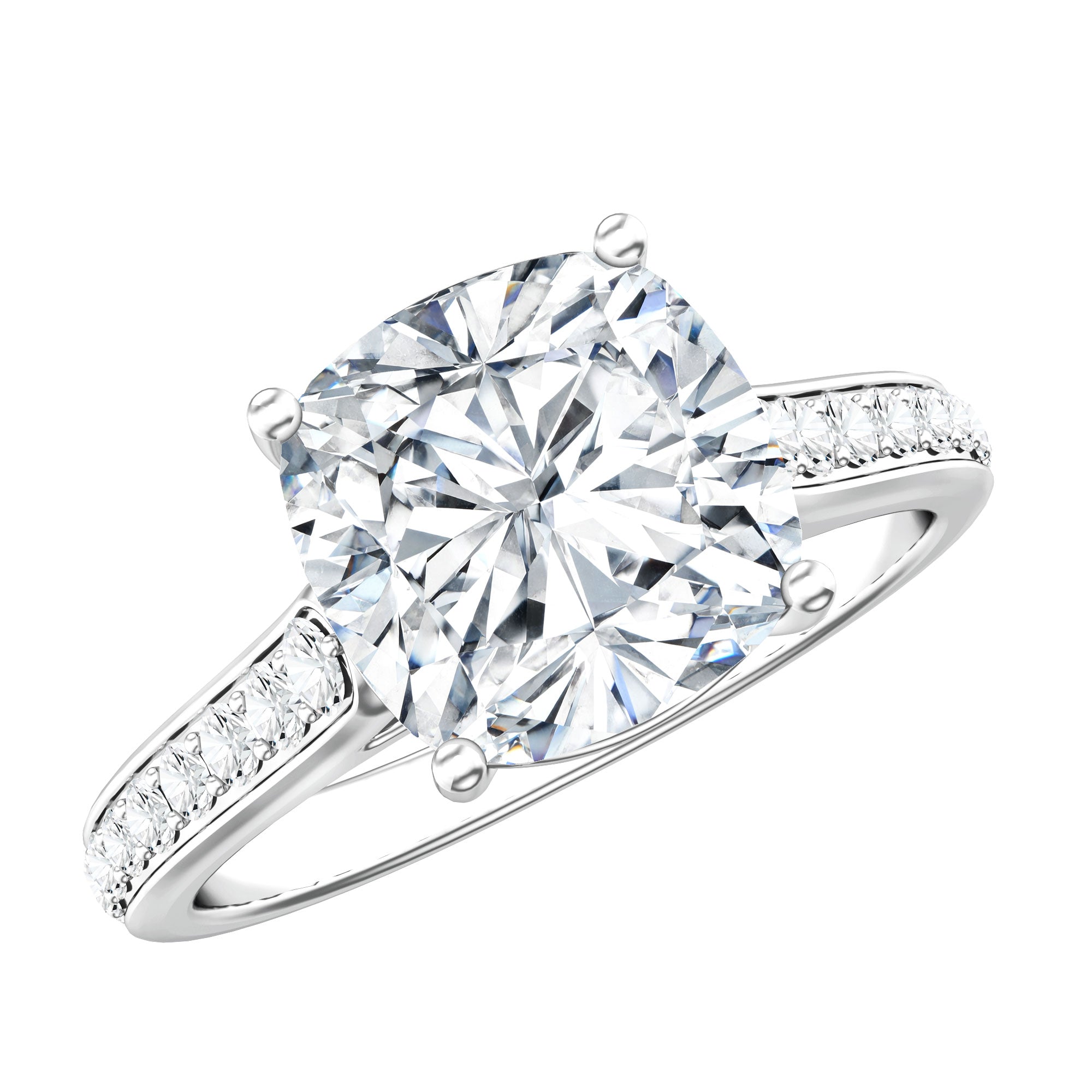 4 Carat Engagement Ring with IGI Certified Cushion Cut Lab Grown Diamond Lab - ( E-VS1 ) - Rosec Jewels