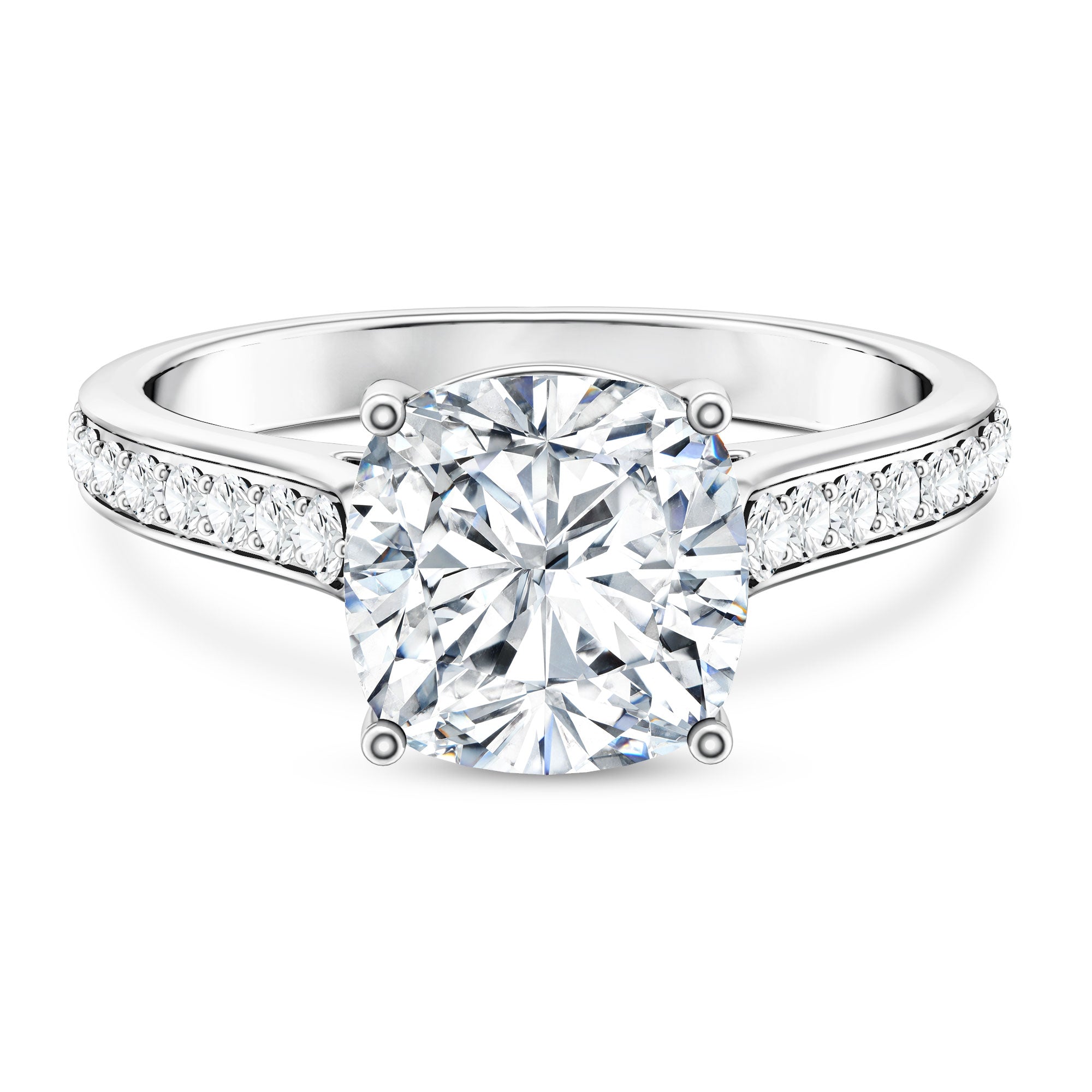4 Carat Engagement Ring with IGI Certified Cushion Cut Lab Grown Diamond Lab - ( E-VS1 ) - Rosec Jewels