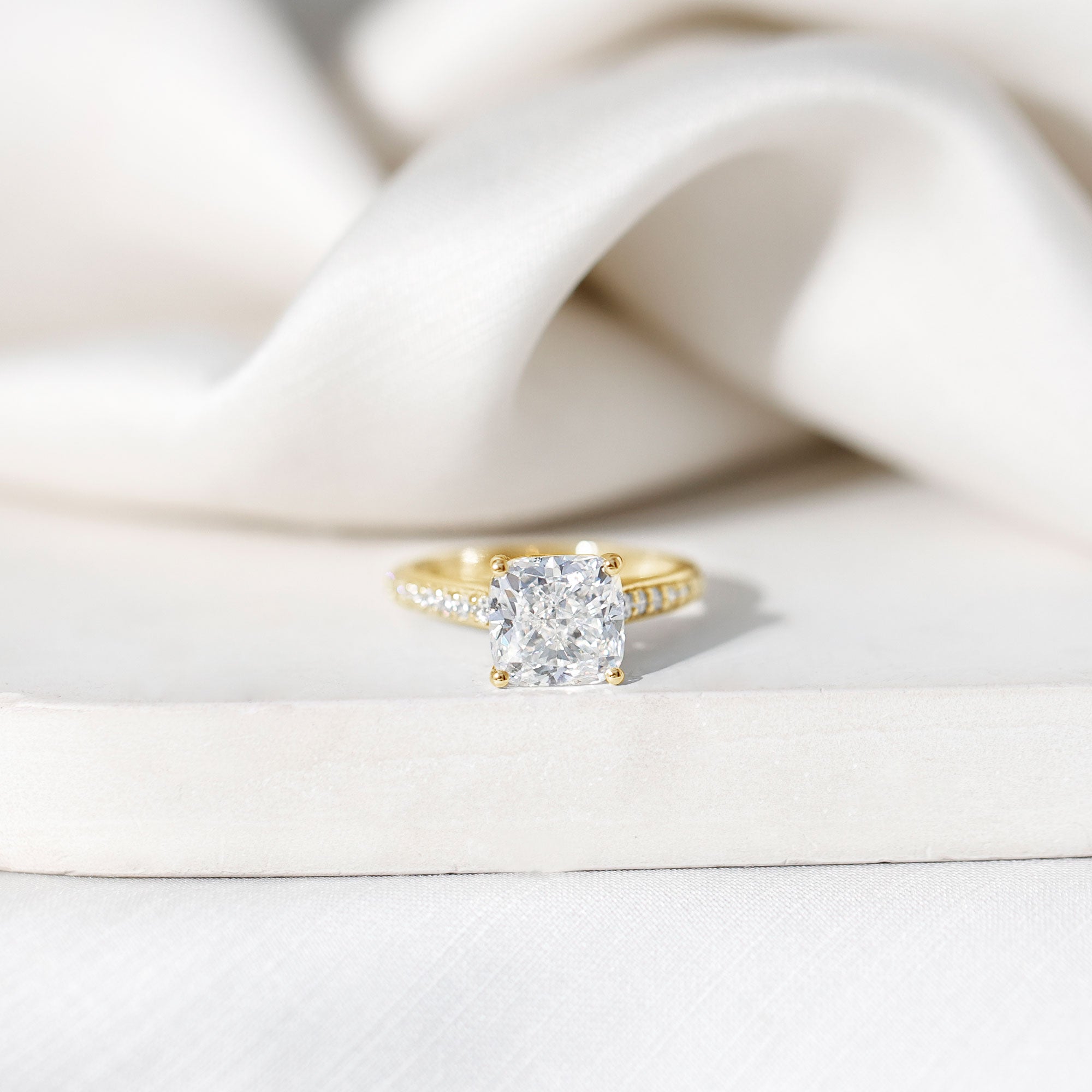 4 Carat Engagement Ring with IGI Certified Cushion Cut Lab Grown Diamond Lab - ( E-VS1 ) - Rosec Jewels