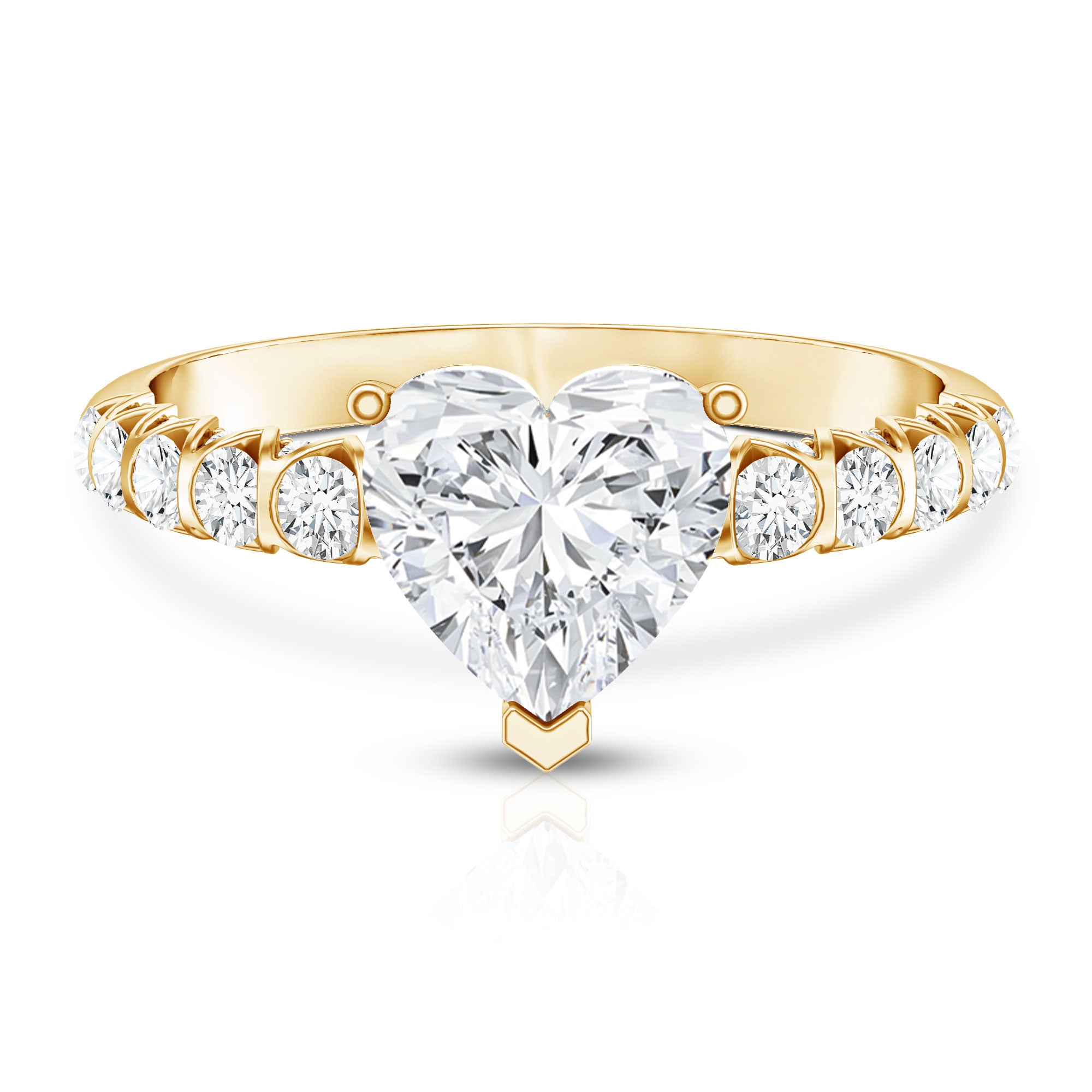 2 Carat Heart Shaped Lab Grown Diamond Engagement Ring with IGI Certificate Lab - ( E-VS1 ) - Rosec Jewels