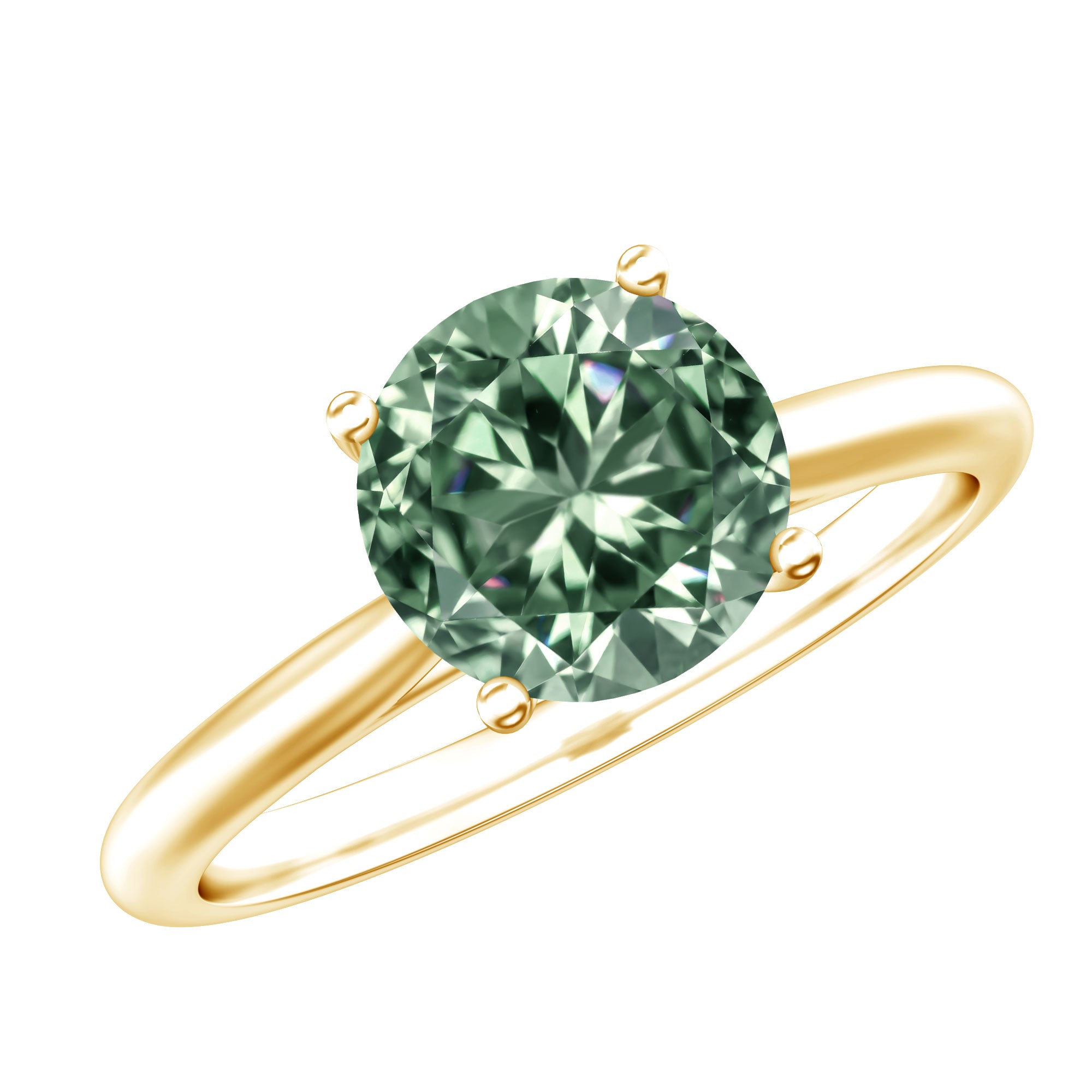 Solitaire 2 Carat Engagement Ring with IGI Certified Lab Grown Green Diamond VS1 - Rosec Jewels
