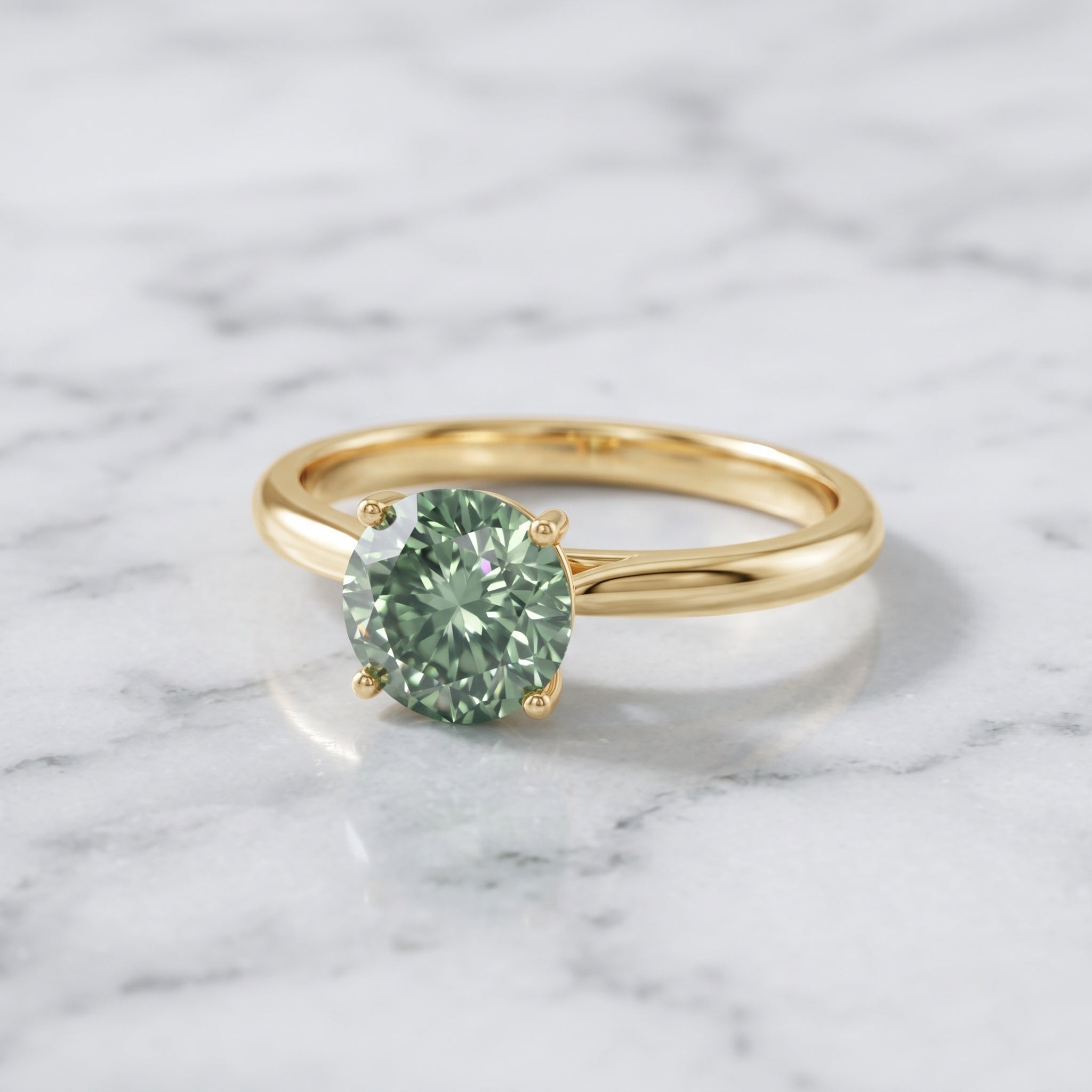Solitaire 2 Carat Engagement Ring with IGI Certified Lab Grown Green Diamond VS1 - Rosec Jewels