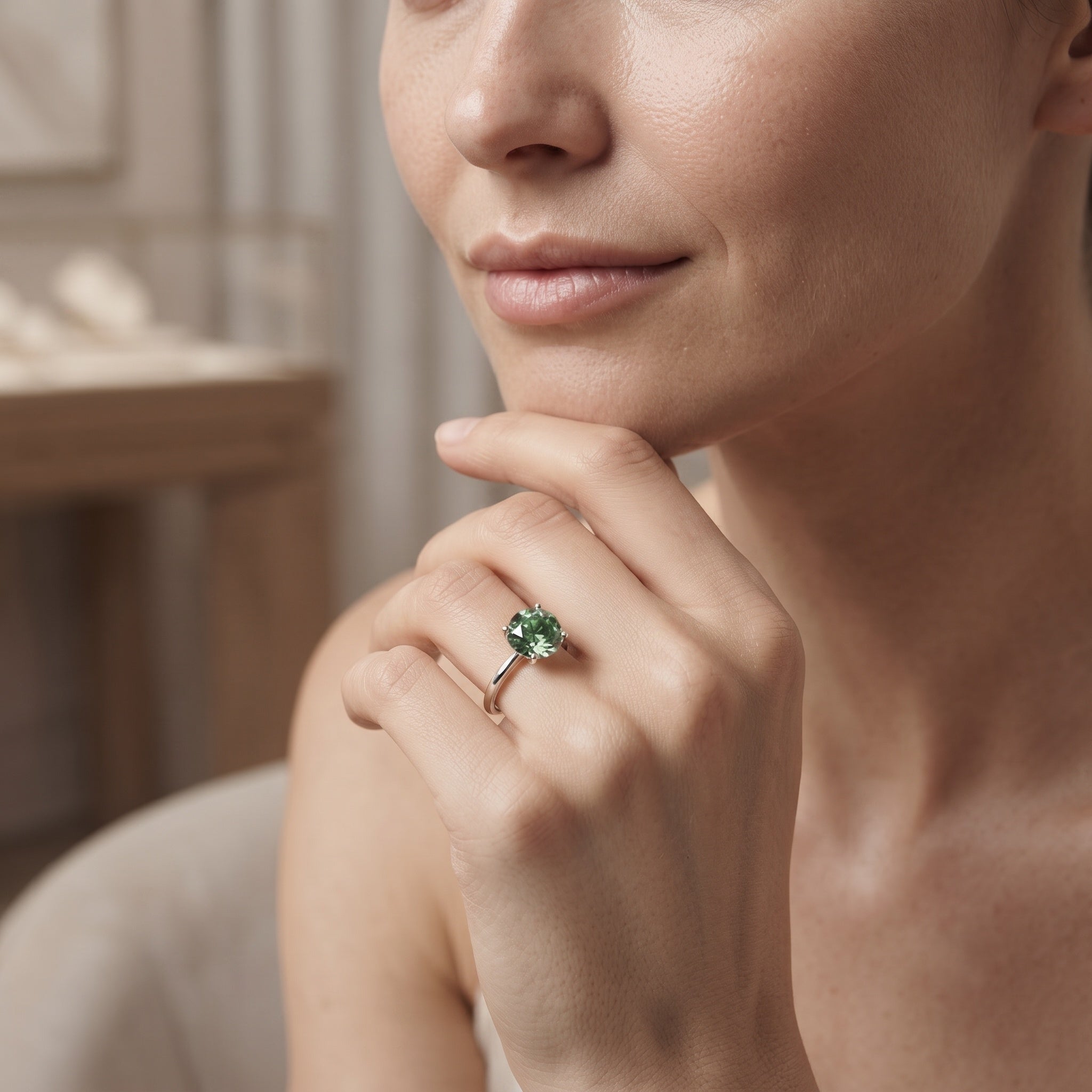3 Carat Lab Grown Green Diamond Engagement Ring with IGI Certificate Vivid Green - VS1 - Rosec Jewels