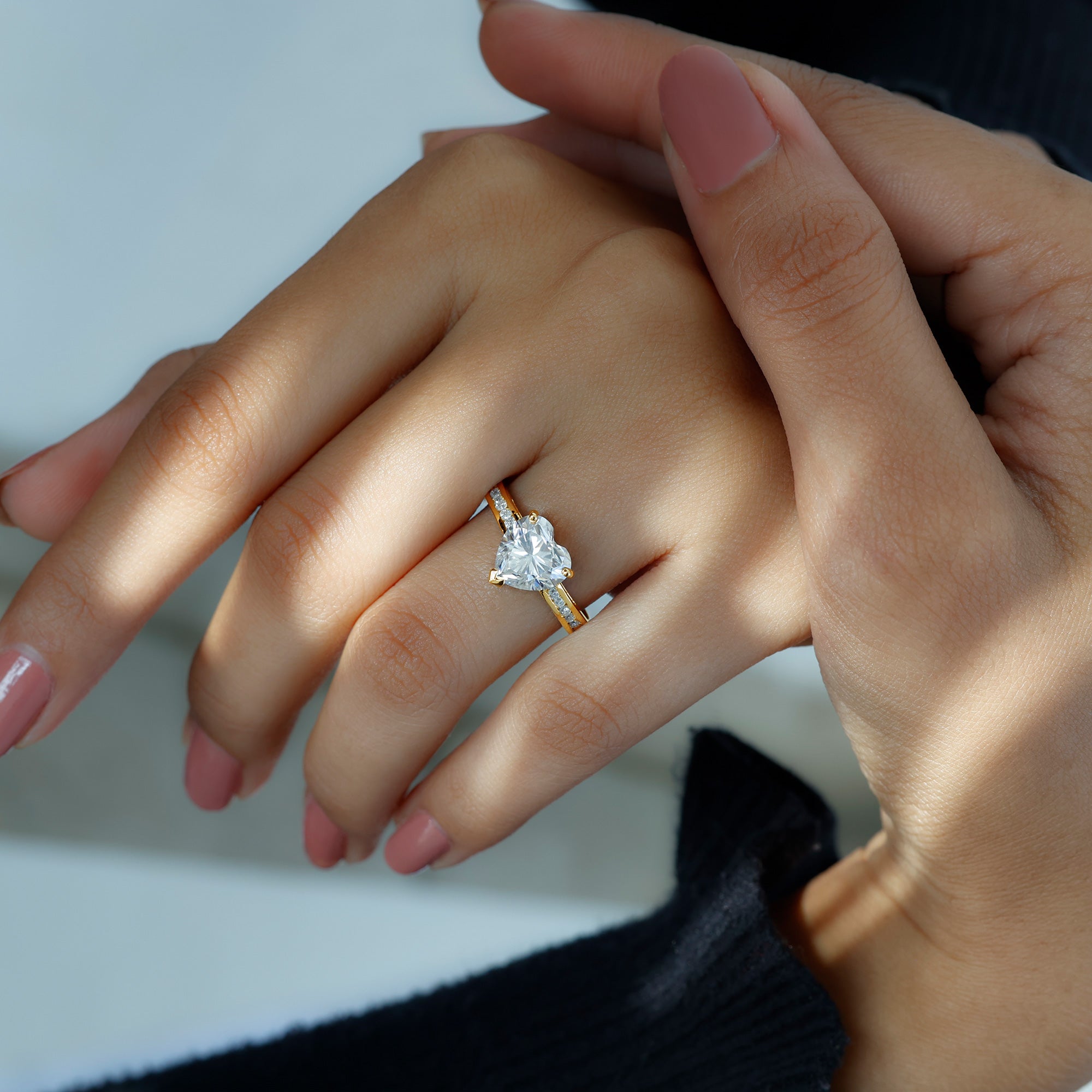 IGI Certified 2 Carat Lab Grown Diamond Heart Engagement Ring for Women Lab - ( E-VS1 ) - Rosec Jewels