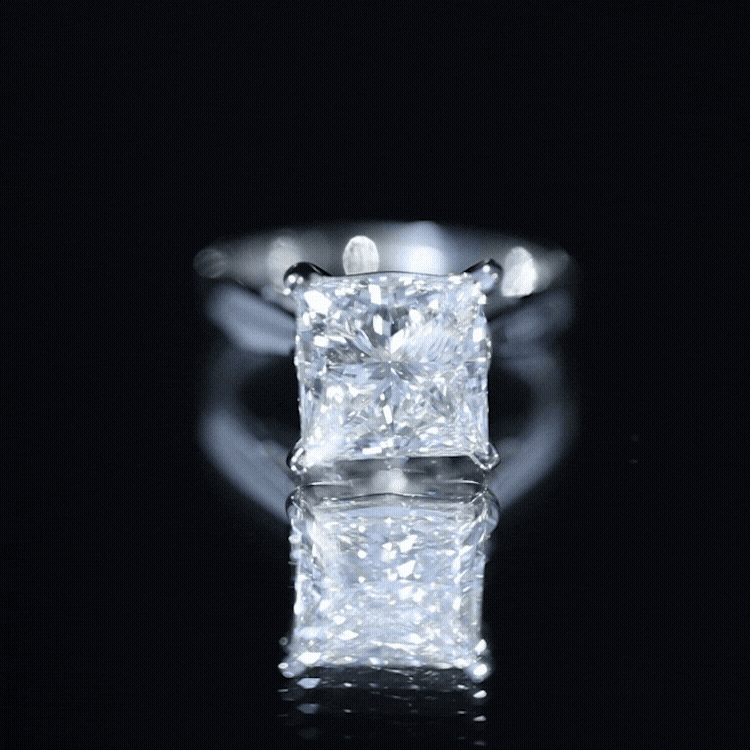 Lab Grown 4 Carat Diamond Princess Cut Engagement Ring with IGI Certificate Lab - ( E-VS1 ) - Rosec Jewels