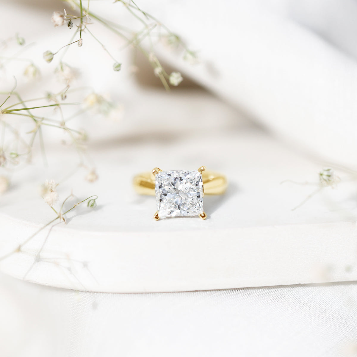 Lab Grown 4 Carat Diamond Princess Cut Engagement Ring with IGI Certificate Lab - ( E-VS1 ) - Rosec Jewels