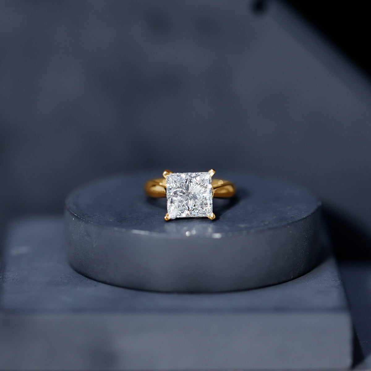 Lab Grown 4 Carat Diamond Princess Cut Engagement Ring with IGI Certificate Lab - ( E-VS1 ) - Rosec Jewels