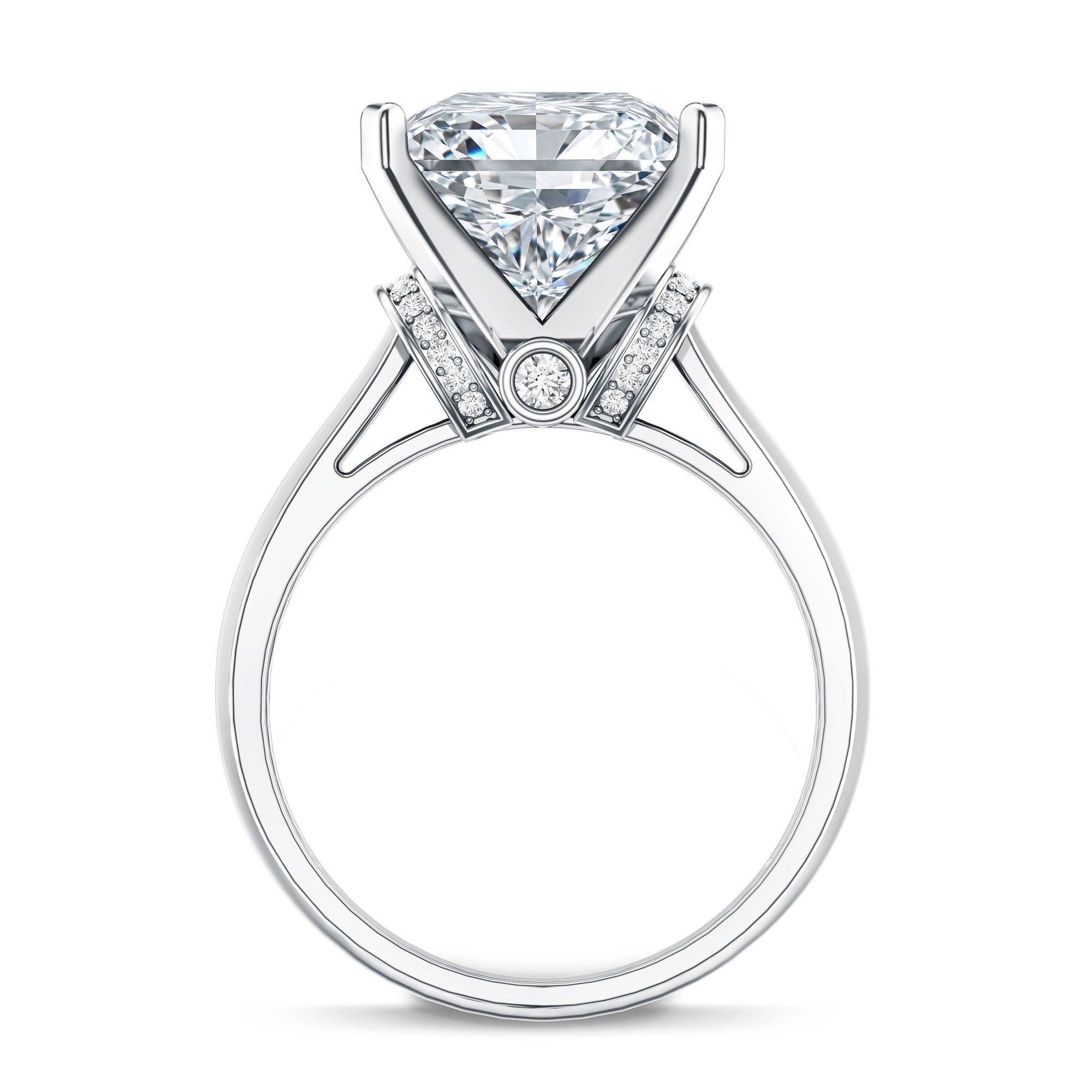 Huge 5 Carat Princess Cut Engagement Ring with IGI Certified Solitaire Lab Grown Diamond Lab - ( E-VS1 ) - Rosec Jewels