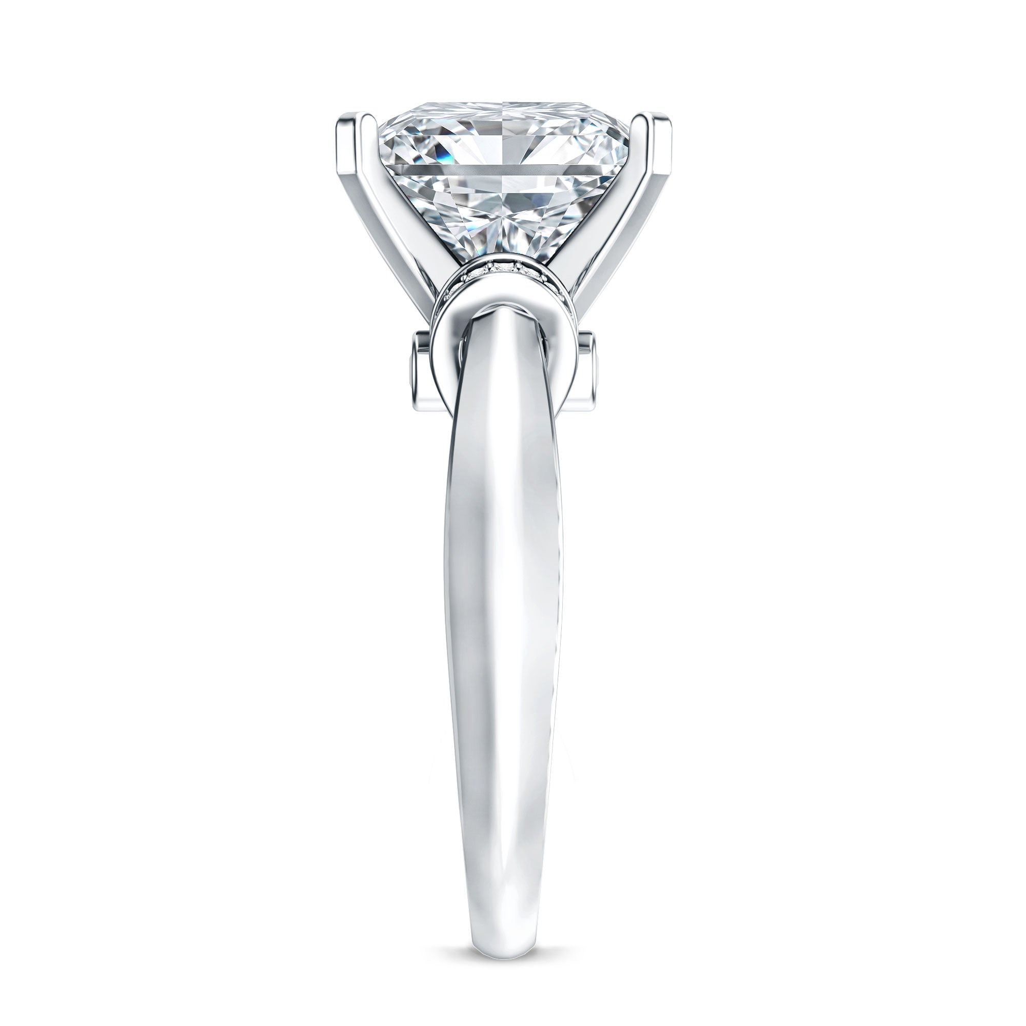 Huge 5 Carat Princess Cut Engagement Ring with IGI Certified Solitaire Lab Grown Diamond Lab - ( E-VS1 ) - Rosec Jewels