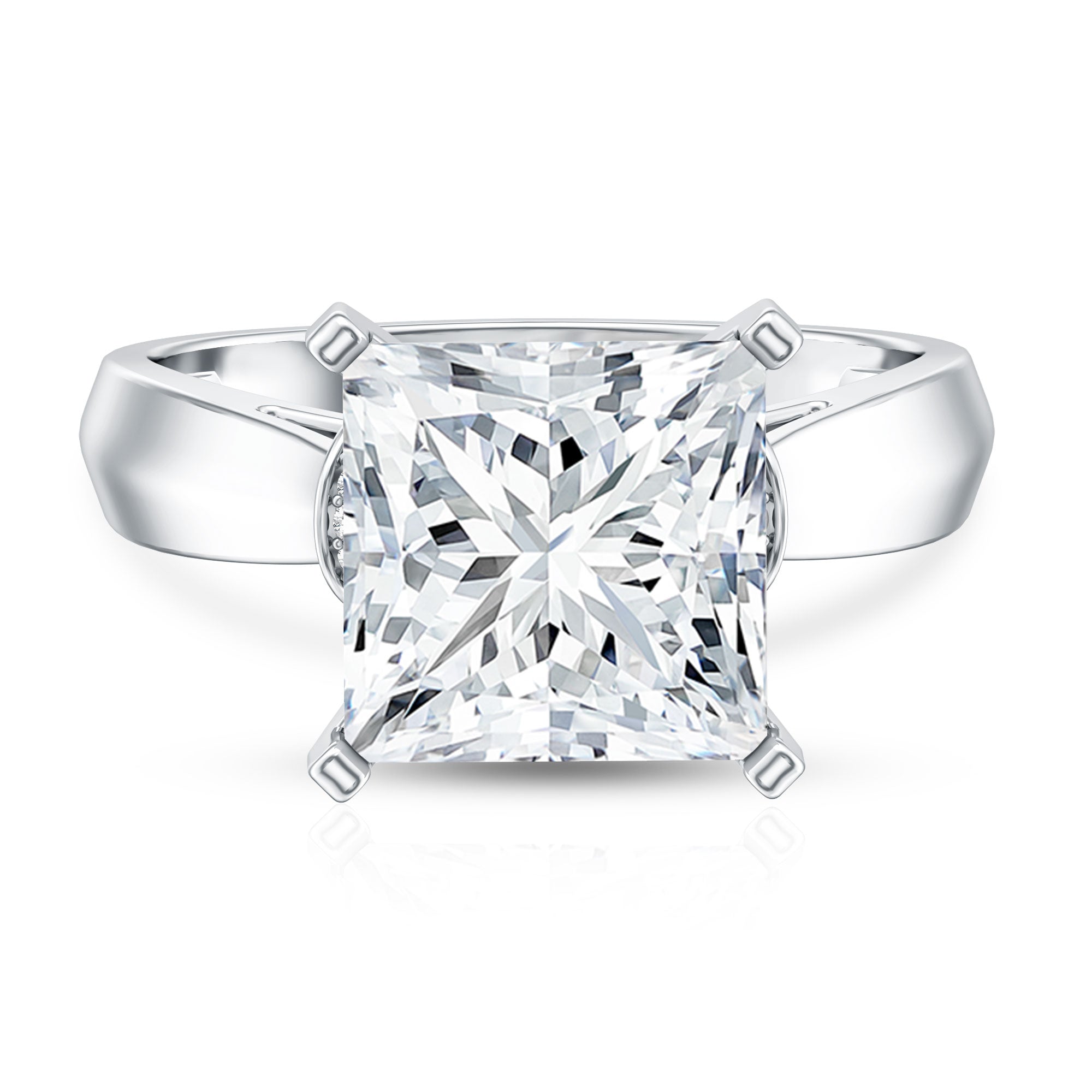 Huge 5 Carat Princess Cut Engagement Ring with IGI Certified Solitaire Lab Grown Diamond Lab - ( E-VS1 ) - Rosec Jewels