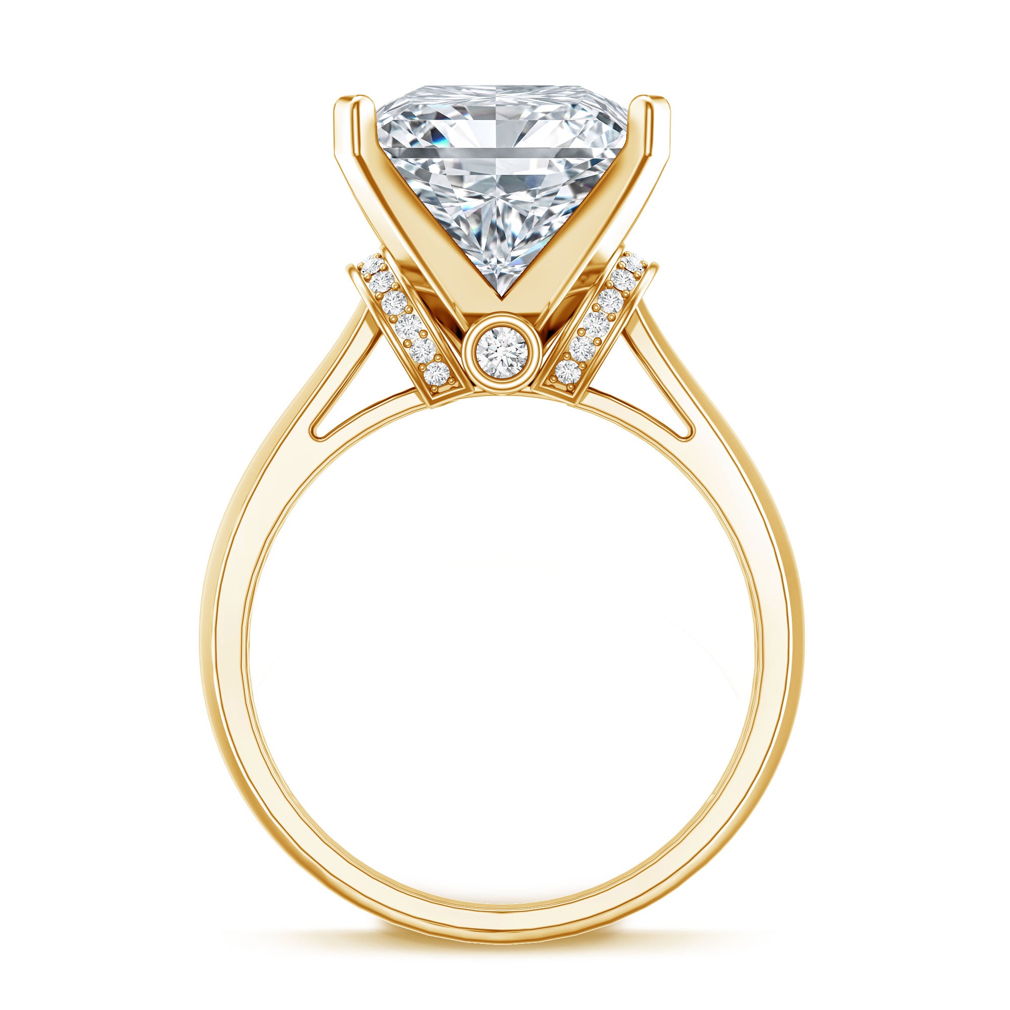 Huge 5 Carat Princess Cut Engagement Ring with IGI Certified Solitaire Lab Grown Diamond Lab - ( E-VS1 ) - Rosec Jewels