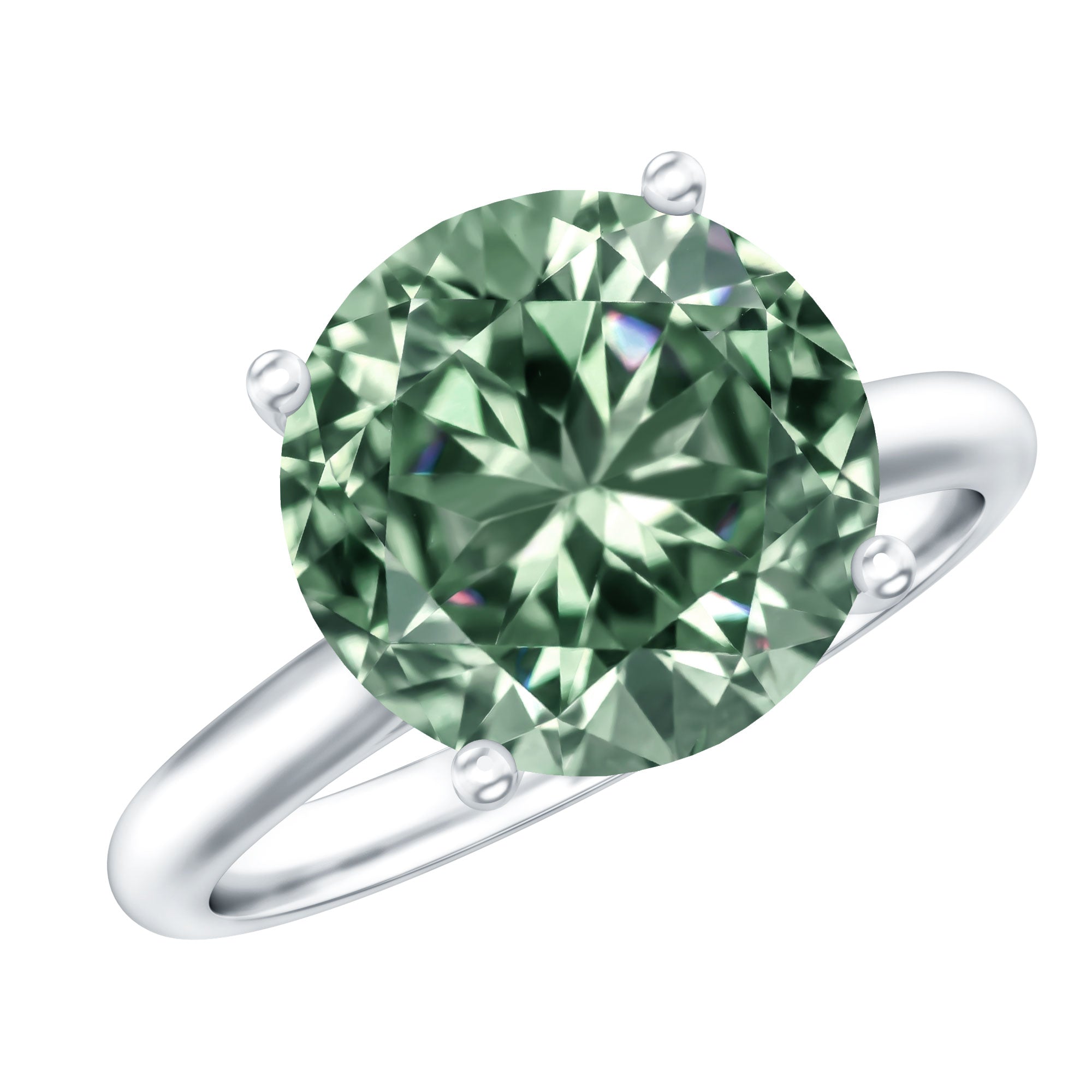 IGI Certified Lab Green Diamond Big Engagement Ring 5 Carat Vivid Green - VS1 - Rosec Jewels