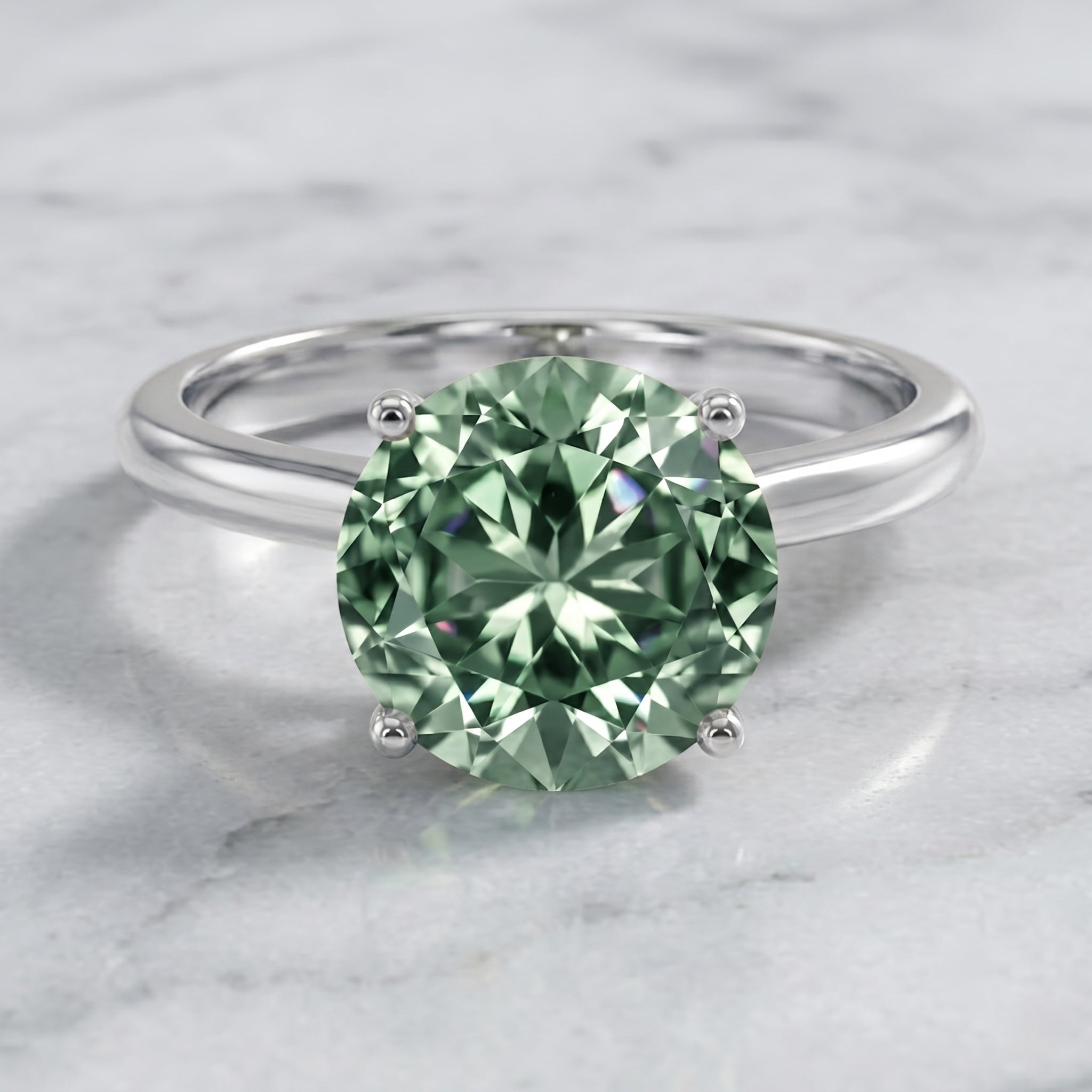 IGI Certified Huge Lab Grown Green Diamond Solitaire Engagement Ring 5 Carat Vivid Green - VS1 - Rosec Jewels
