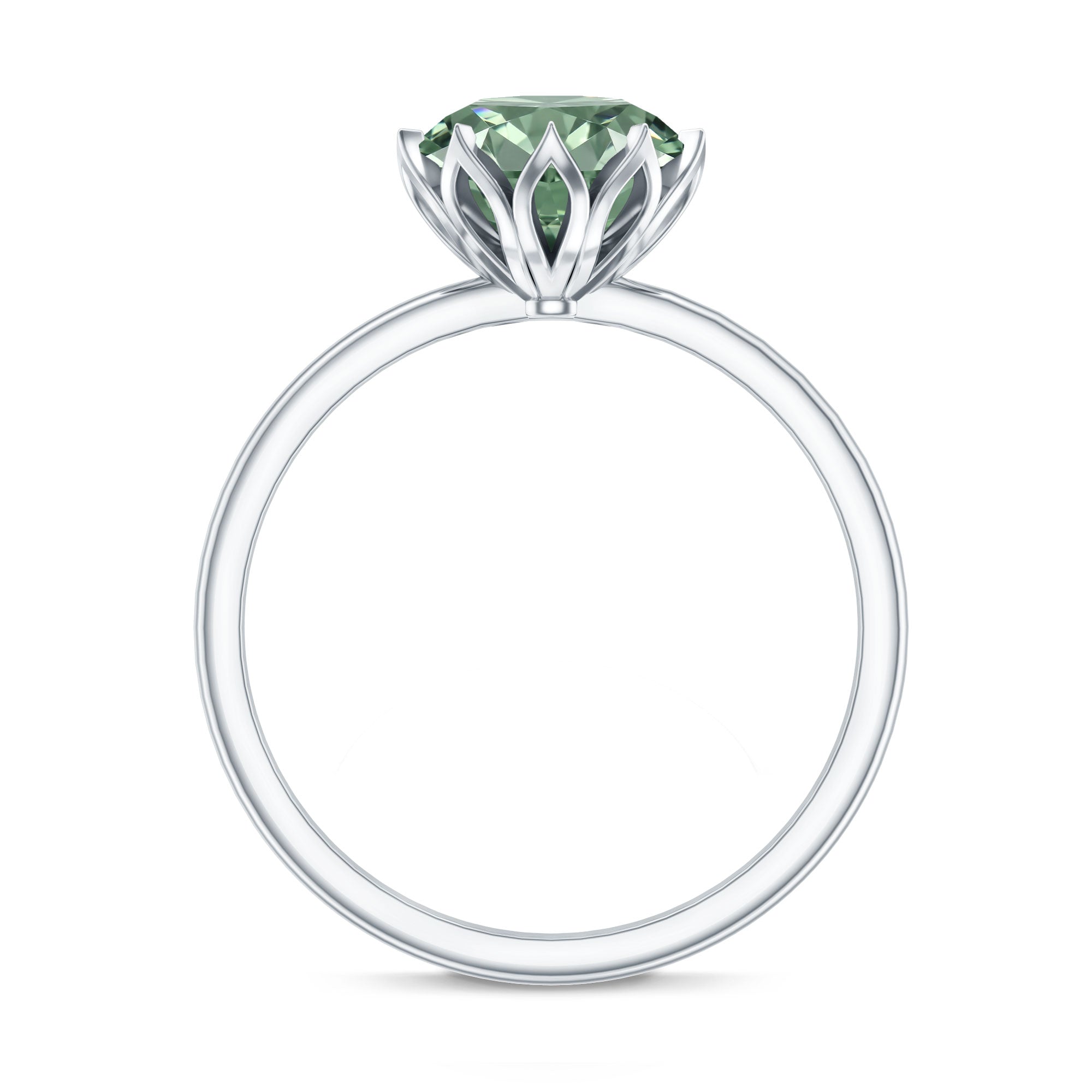 IGI Certified 3 Carat Lab Grown Green Diamond Solitaire Engagement Ring in Lotus Basket Setting Vivid Green - VS1 - Rosec Jewels