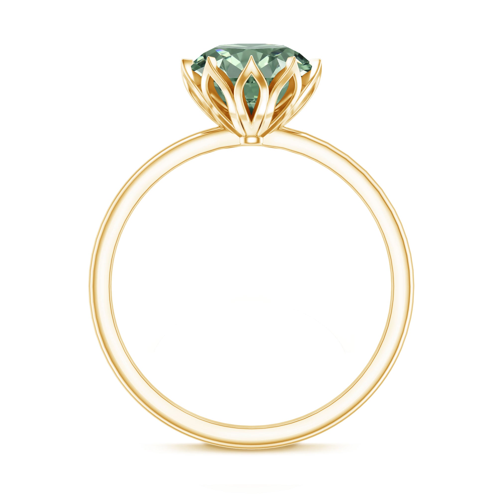 IGI Certified 3 Carat Lab Grown Green Diamond Solitaire Engagement Ring in Lotus Basket Setting Vivid Green - VS1 - Rosec Jewels