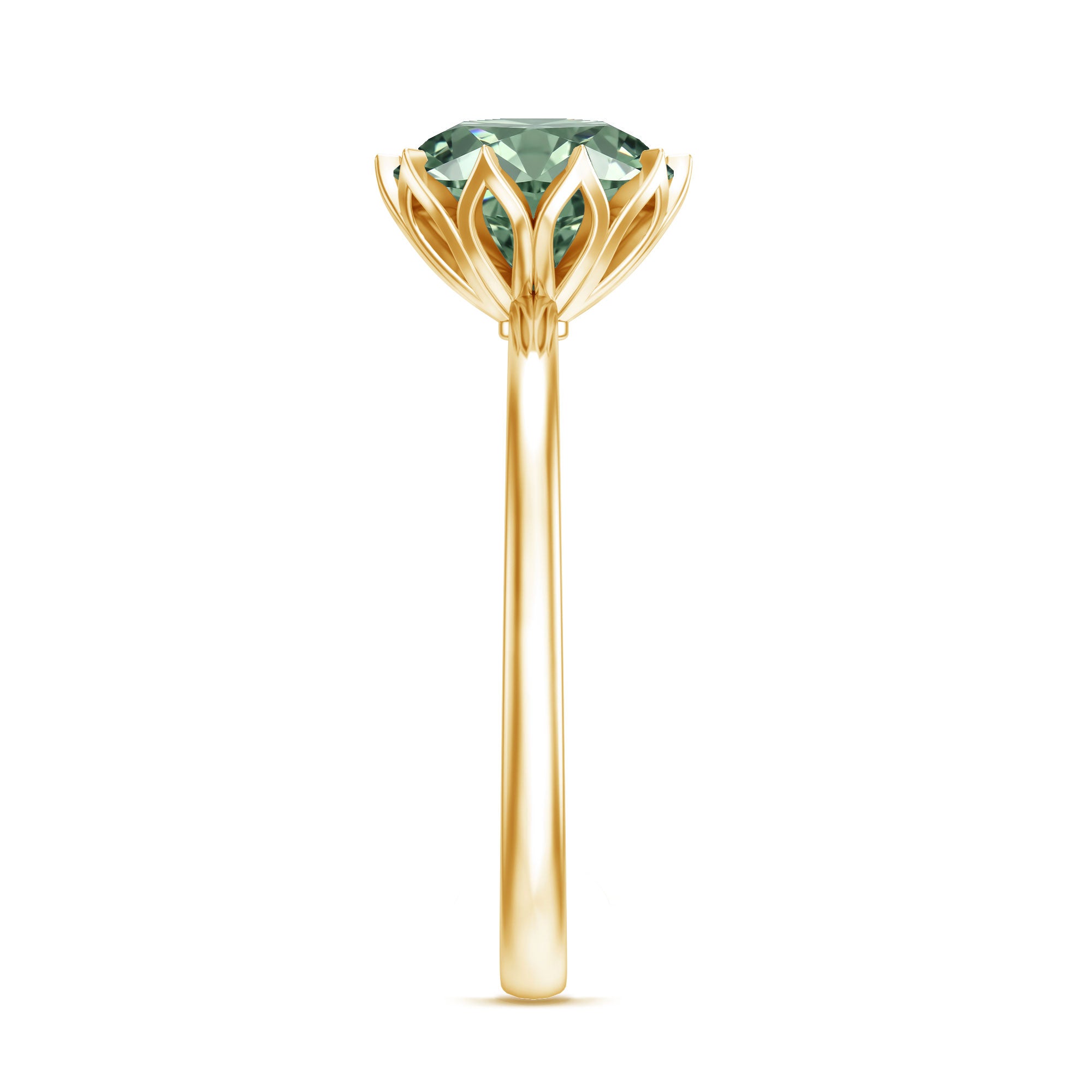 IGI Certified 3 Carat Lab Grown Green Diamond Solitaire Engagement Ring in Lotus Basket Setting Vivid Green - VS1 - Rosec Jewels