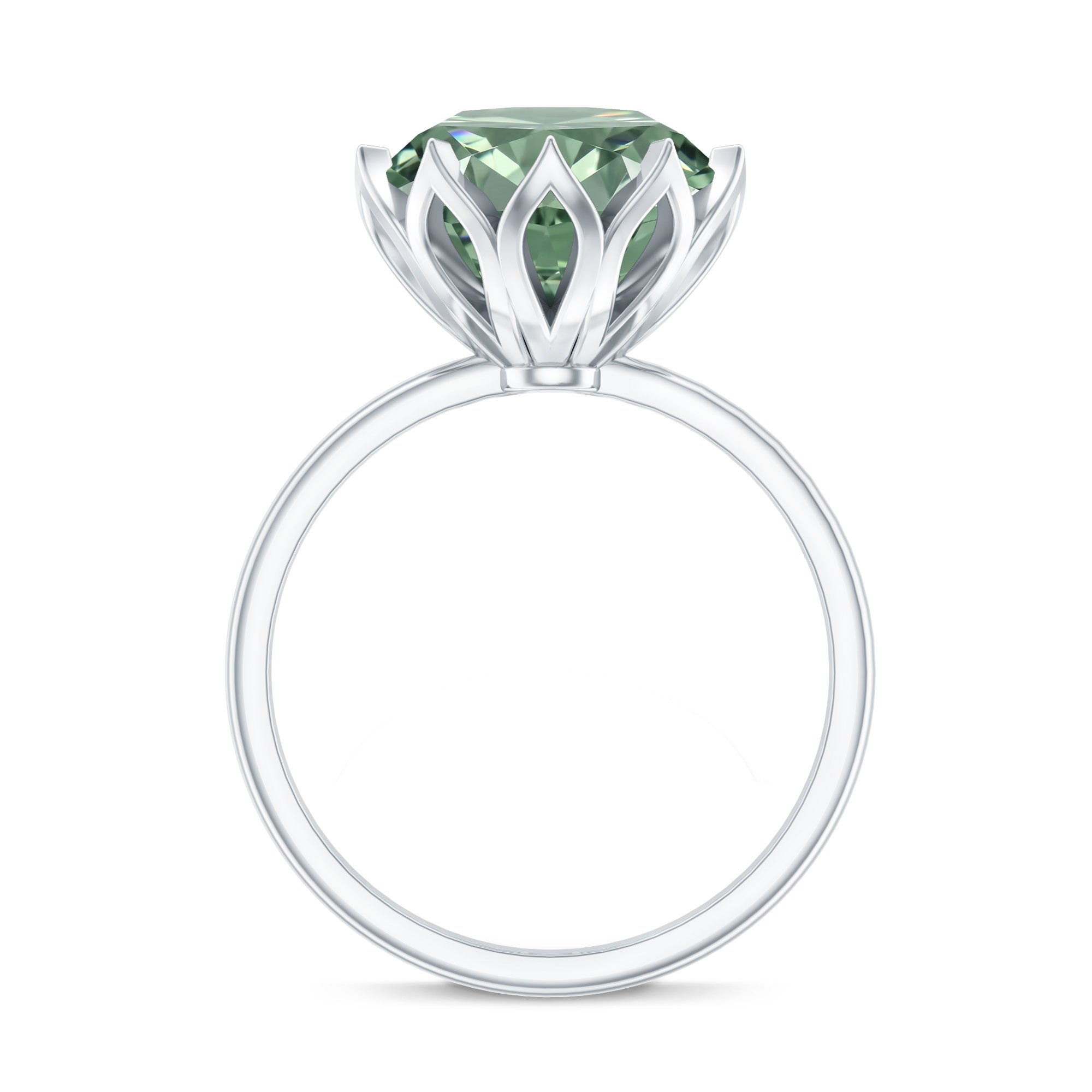 Lotus Basket Set IGI Certified Lab Grown Green Diamond Huge Engagement Ring 5 Carat Vivid Green - VS1 - Rosec Jewels
