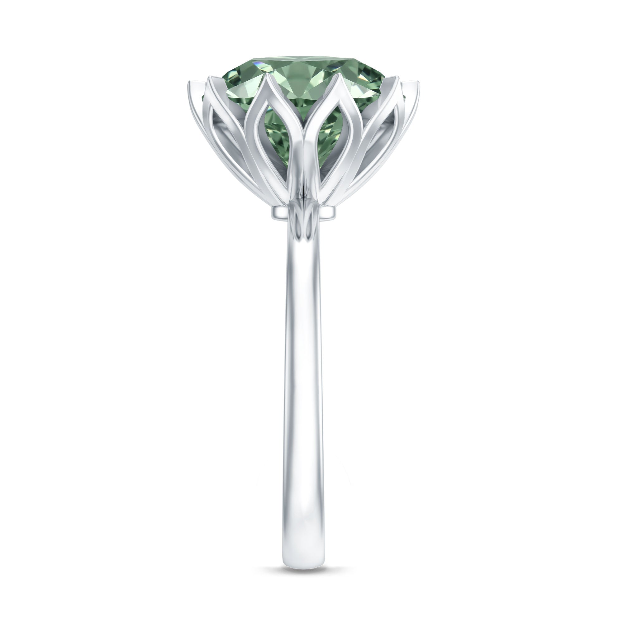 Lotus Basket Set IGI Certified Lab Grown Green Diamond Huge Engagement Ring 5 Carat Vivid Green - VS1 - Rosec Jewels