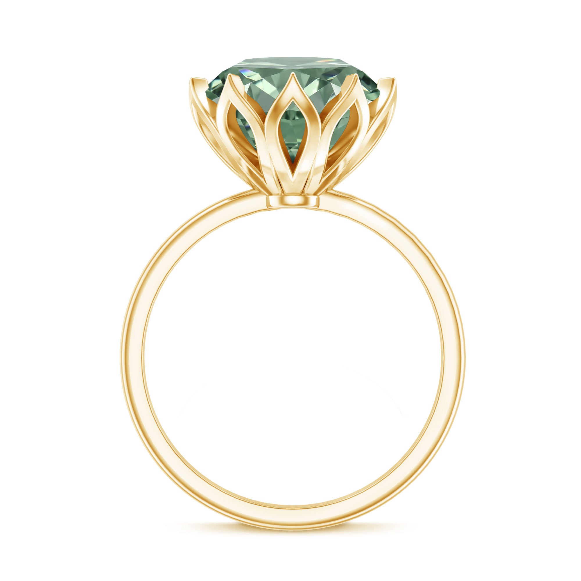 Lotus Basket Set IGI Certified Lab Grown Green Diamond Huge Engagement Ring 5 Carat Vivid Green - VS1 - Rosec Jewels