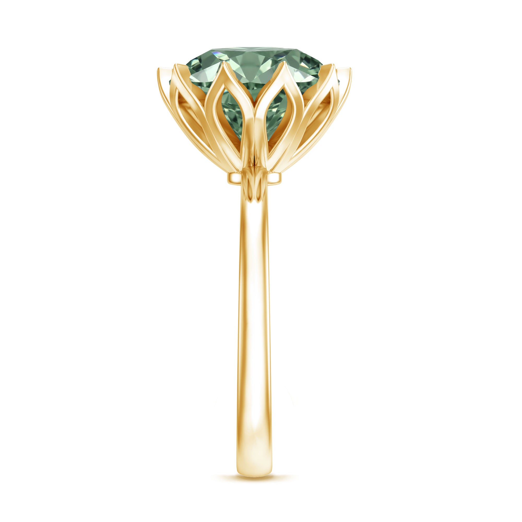 Lotus Basket Set IGI Certified Lab Grown Green Diamond Huge Engagement Ring 5 Carat Vivid Green - VS1 - Rosec Jewels