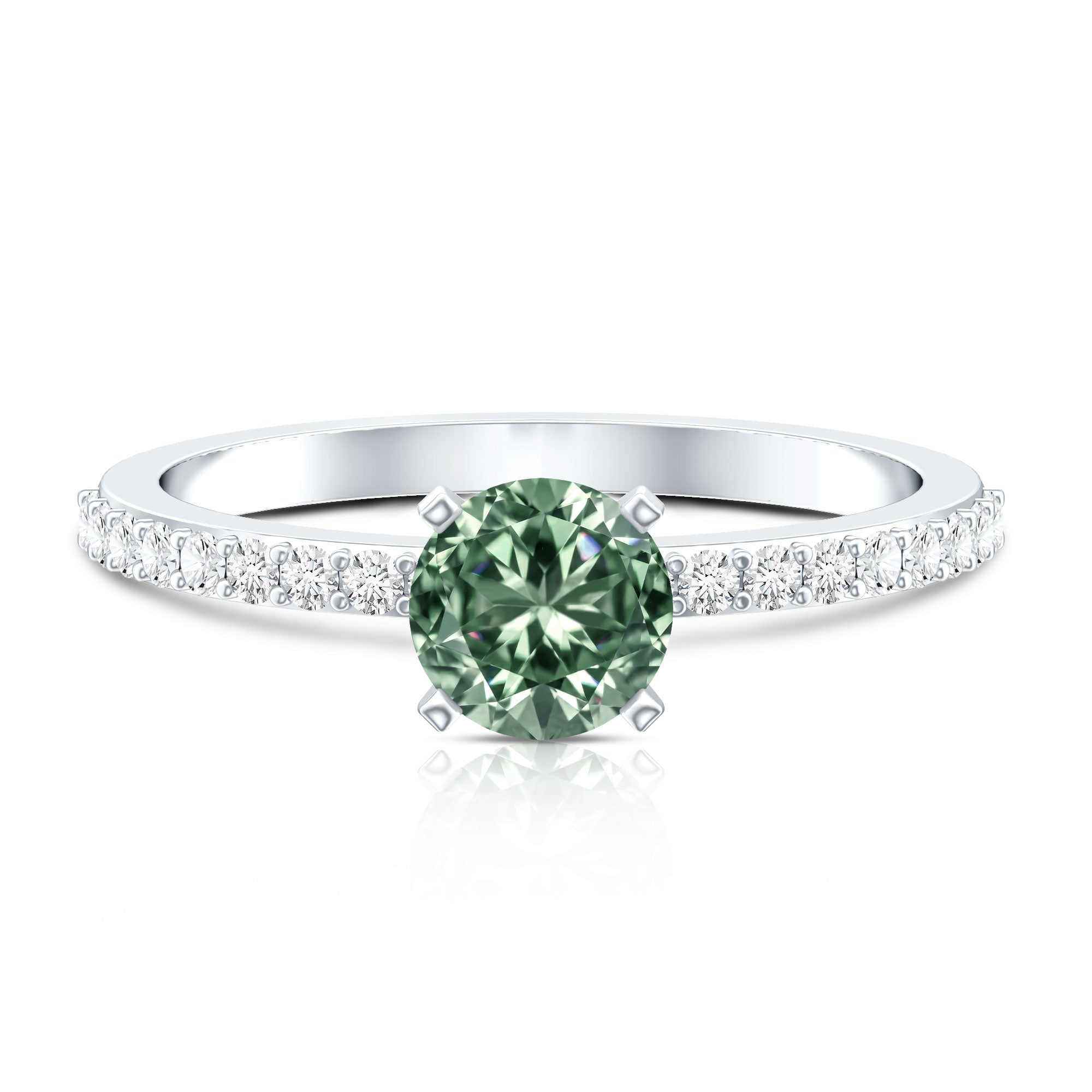 IGI Certified 1 Carat Lab Grown Green and White Diamond Engagement Ring Vivid Green - VS1 - Rosec Jewels