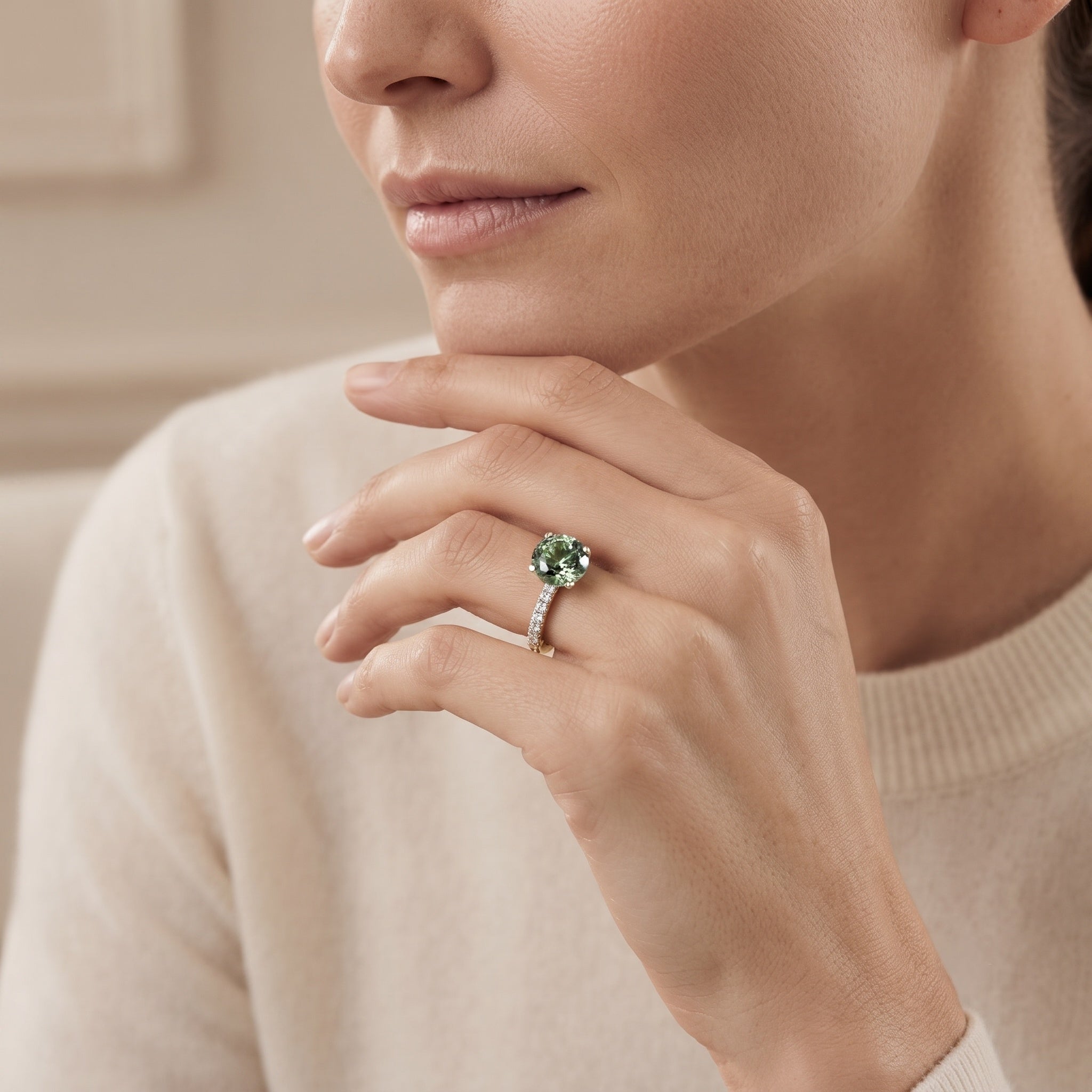 Round 2 Carat Lab Grown Green Diamond Engagement Ring with IGI Certificate Vivid Green - VS1 - Rosec Jewels
