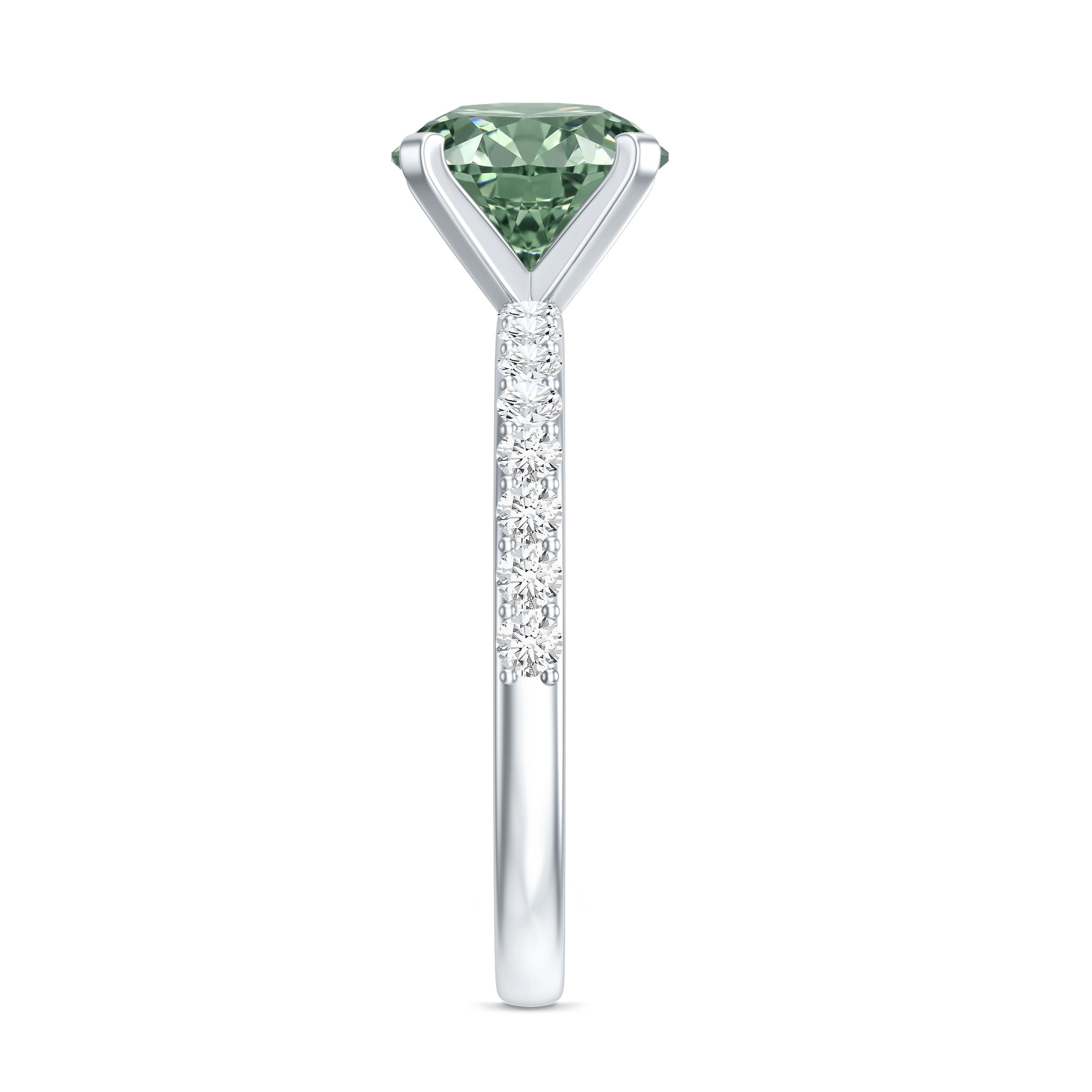 3 Carat Round Lab Grown Green Diamond Solitaire Engagement Ring IGI Certified Vivid Green - VS1 - Rosec Jewels