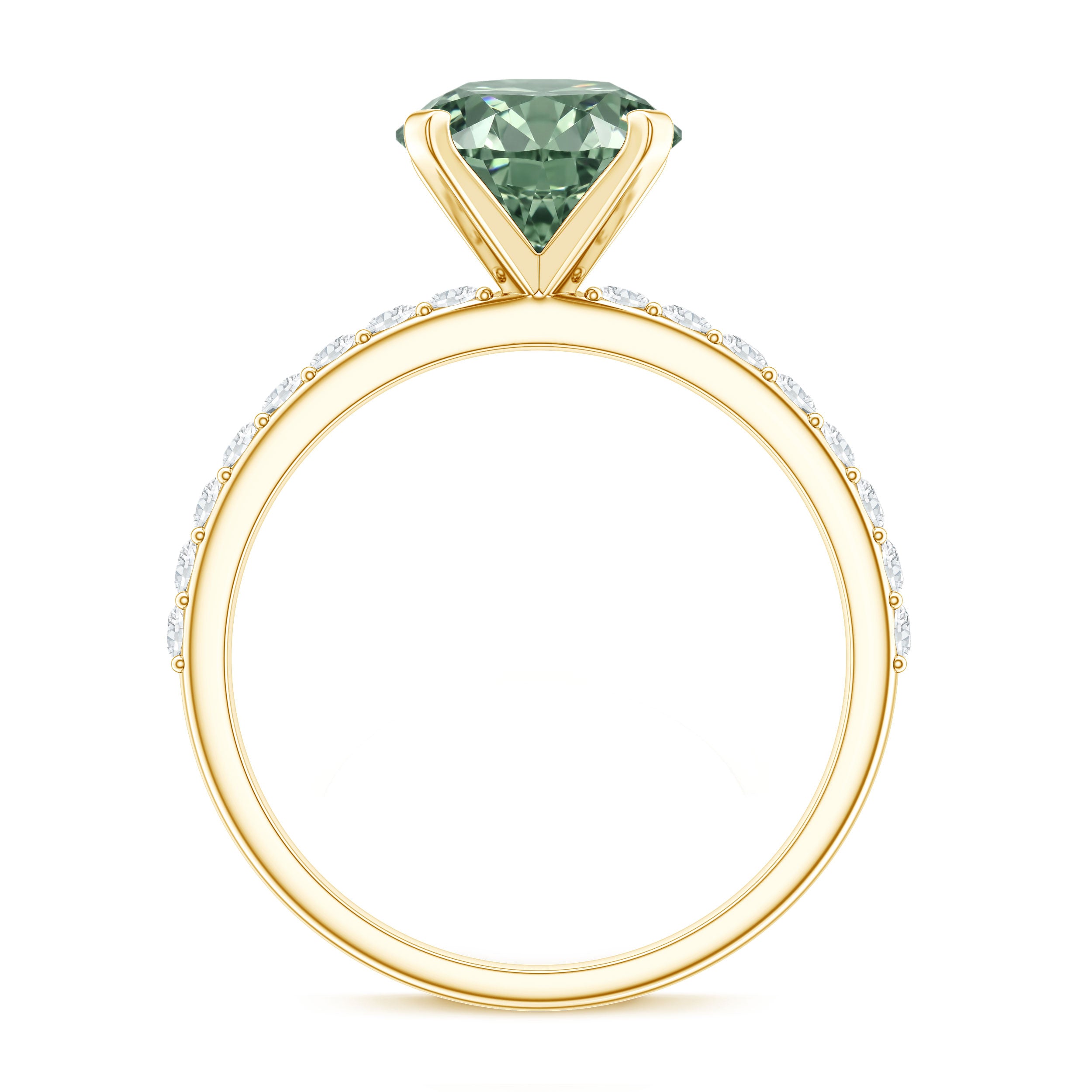 3 Carat Round Lab Grown Green Diamond Solitaire Engagement Ring IGI Certified Vivid Green - VS1 - Rosec Jewels