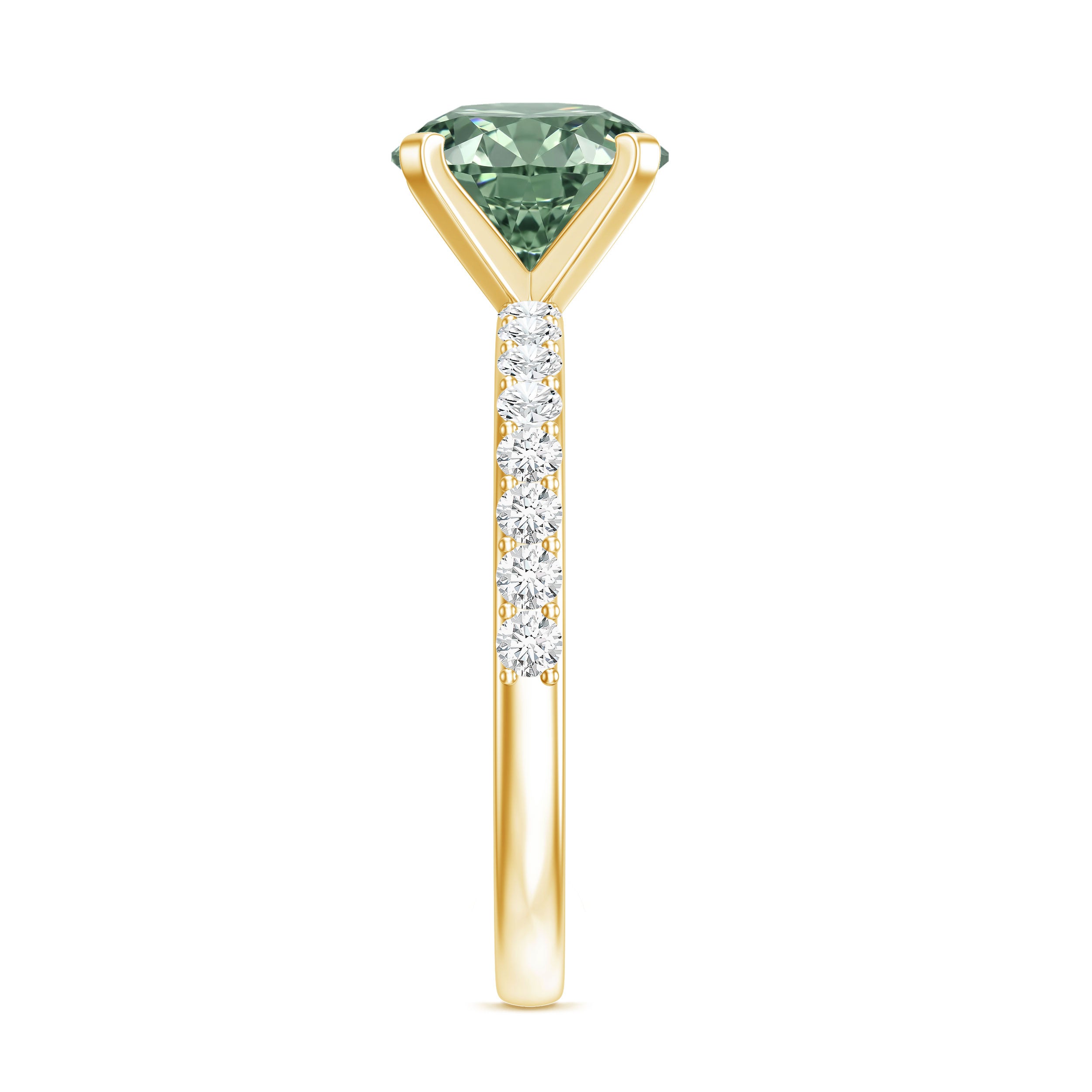 3 Carat Round Lab Grown Green Diamond Solitaire Engagement Ring IGI Certified Vivid Green - VS1 - Rosec Jewels