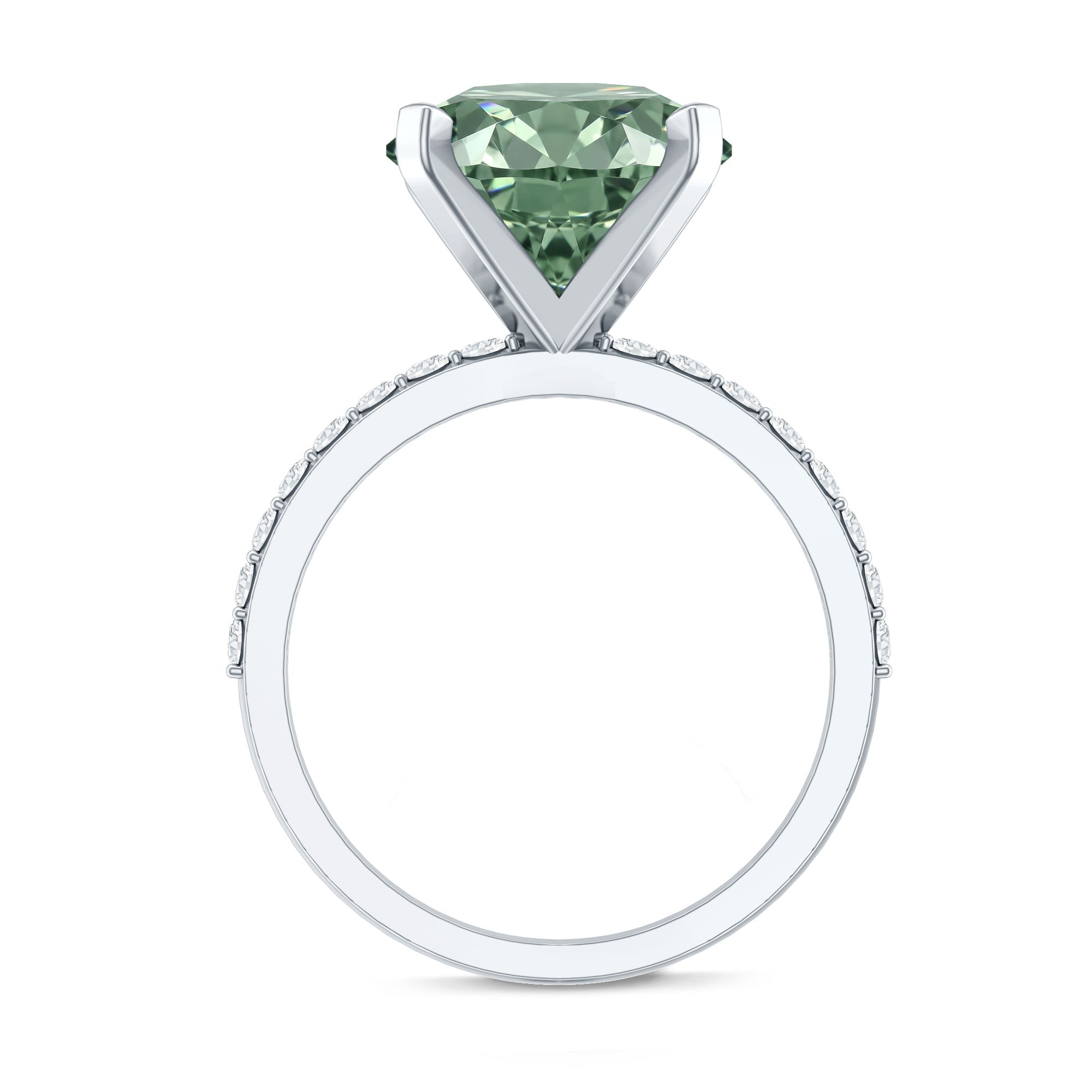 IGI Certified Lab Grown Green Diamond Round Solitaire Engagement Ring 4 Carat Vivid Green - VS1 - Rosec Jewels