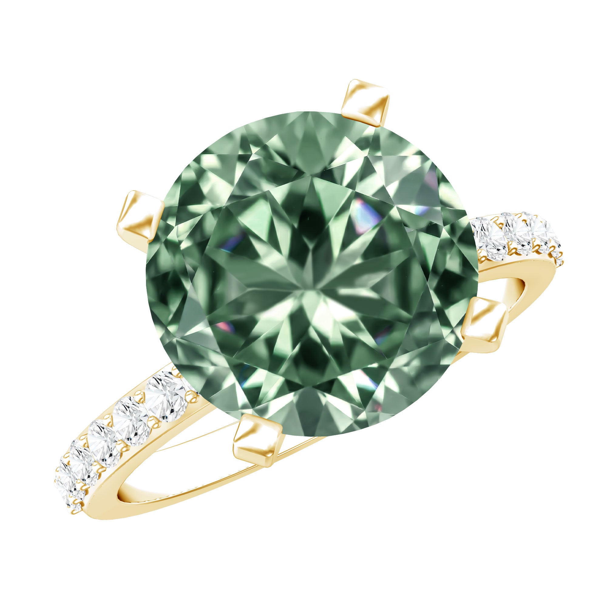 IGI Certified Lab Grown Green Diamond Round Solitaire Engagement Ring 4 Carat Vivid Green - VS1 - Rosec Jewels