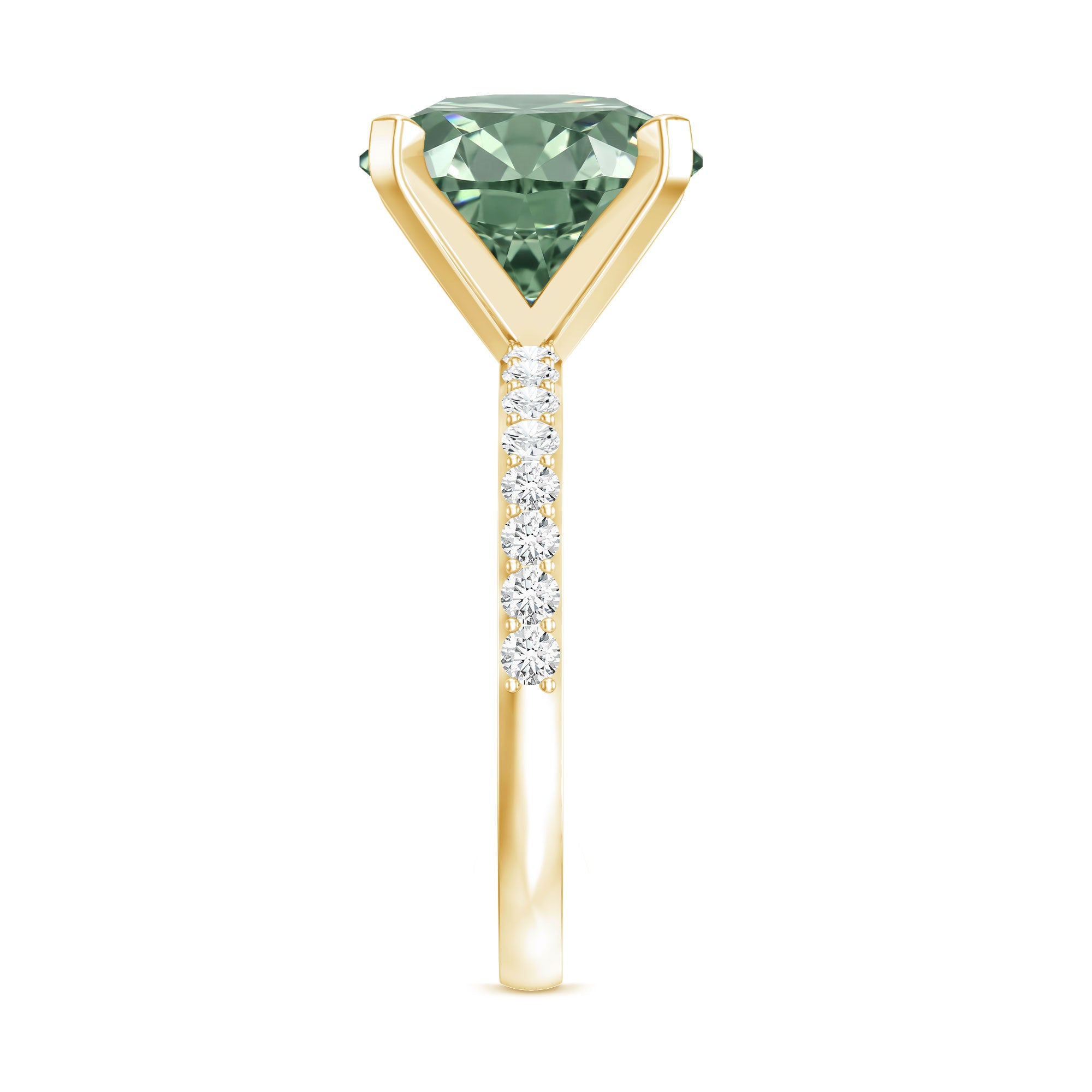 IGI Certified Solitaire 5 Carat Lab Grown Green Diamond Engagement Ring with Side Stones Vivid Green - VS1 - Rosec Jewels