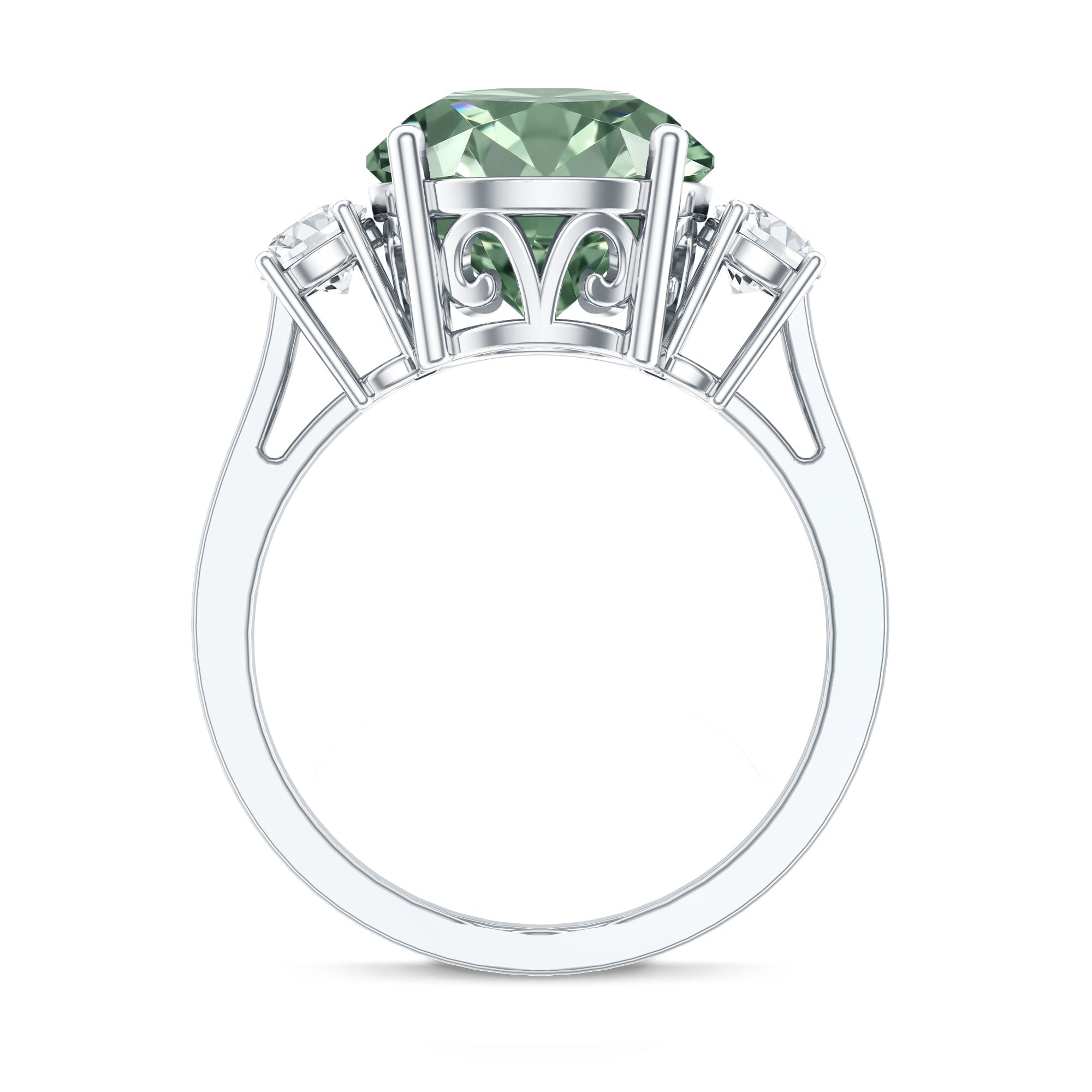 5 Carat Lab Grown Green Diamond Three Stone Engagement Ring with IGI Certificate Vivid Green - VS1 - Rosec Jewels