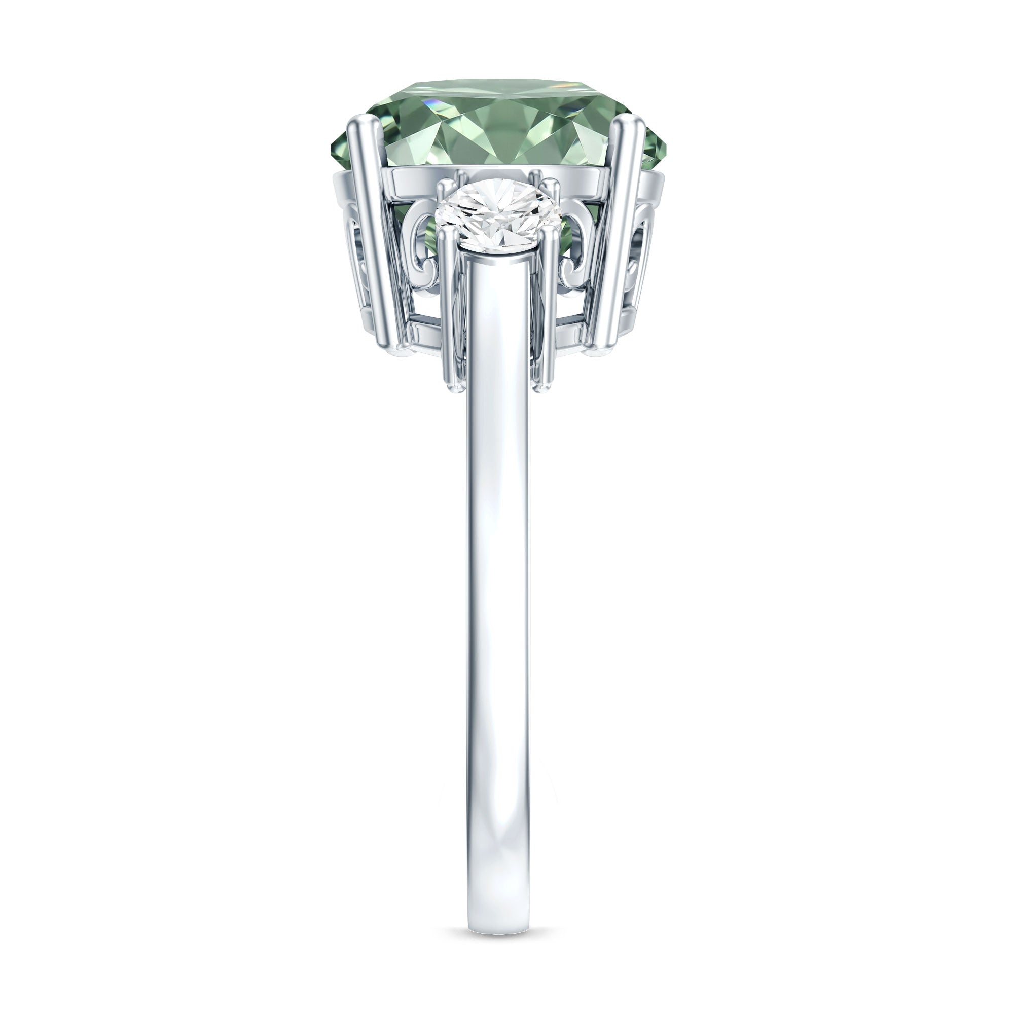 5 Carat Lab Grown Green Diamond Three Stone Engagement Ring with IGI Certificate Vivid Green - VS1 - Rosec Jewels