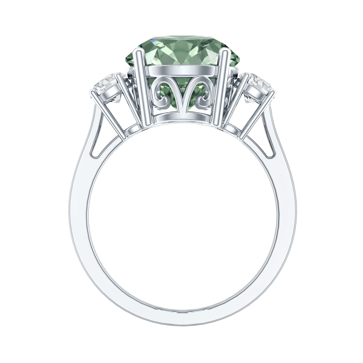 IGI Certified Lab Grown Green Diamond Triple Stone Engagement Ring 4 Carat Vivid Green - VS1 - Rosec Jewels