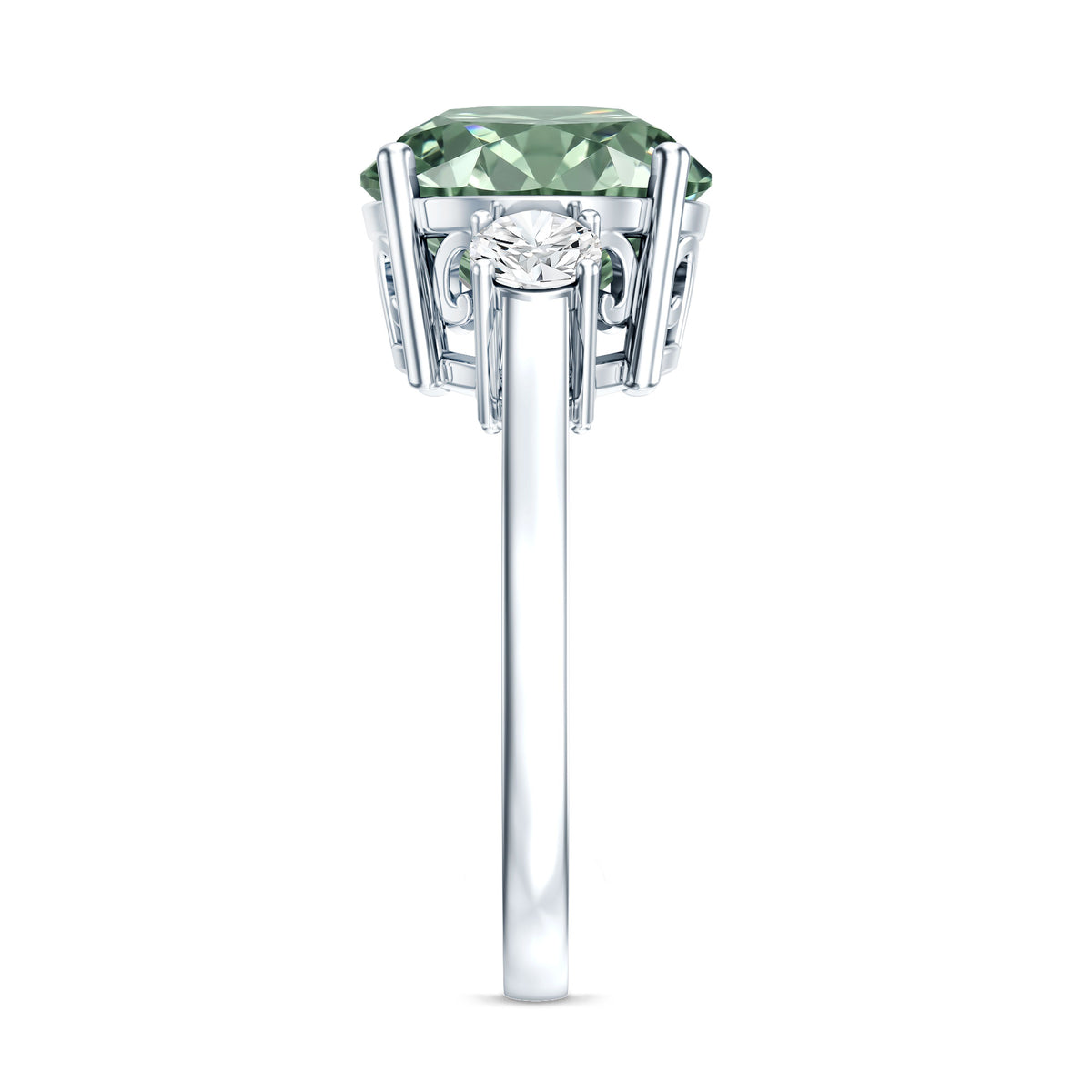 IGI Certified Lab Grown Green Diamond Triple Stone Engagement Ring 4 Carat Vivid Green - VS1 - Rosec Jewels