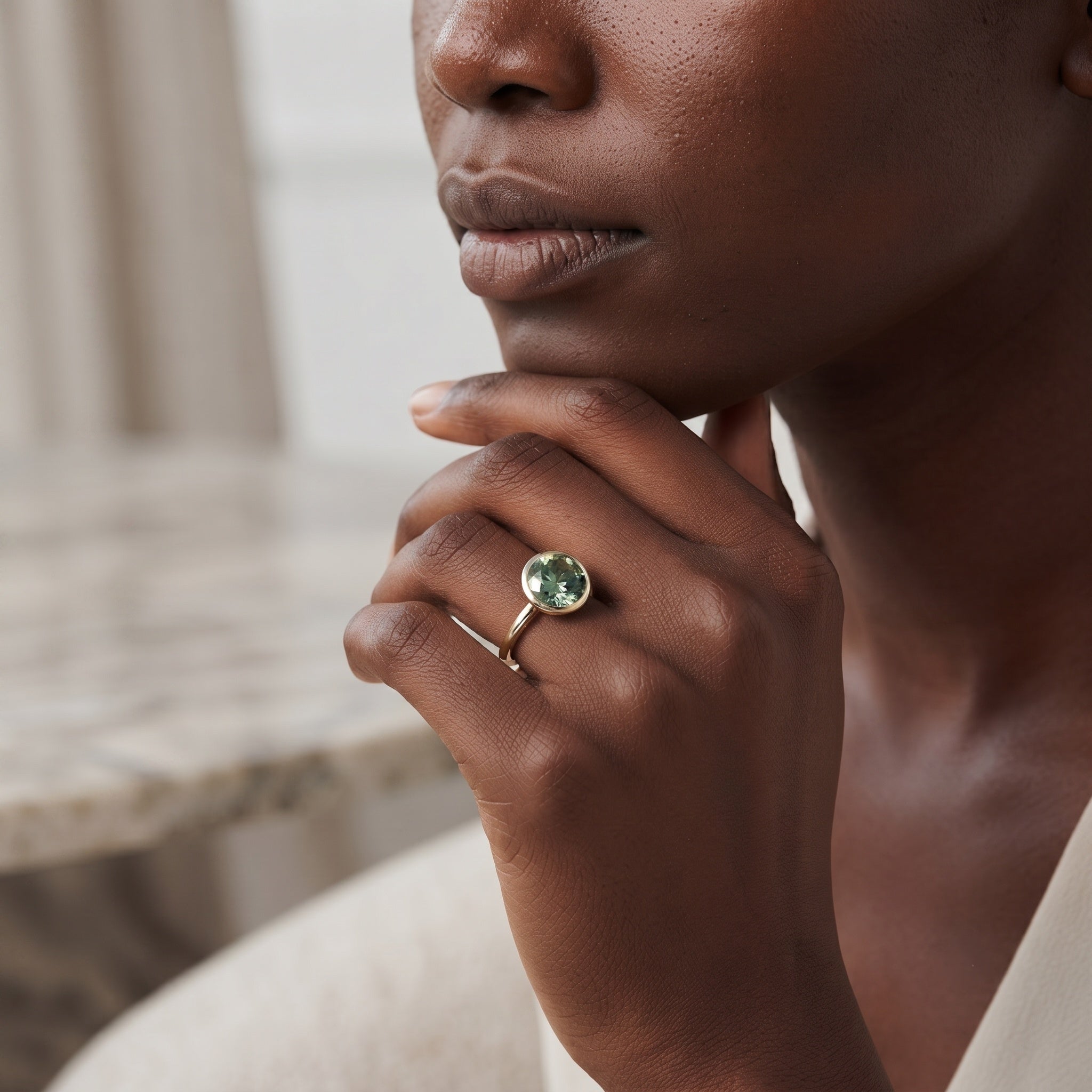 Bezel Set 4 Carat Lab Grown Green Diamond Solitaire Engagement Ring with IGI Certificate Vivid Green - VS1 - Rosec Jewels